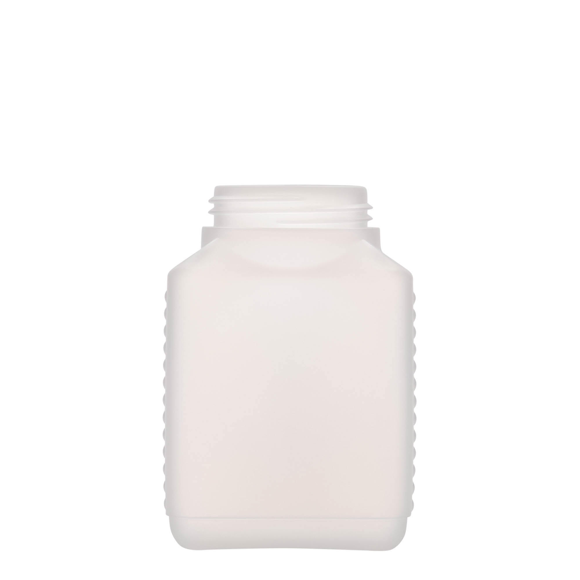 Bouteille à col large 500 ml, rectangulaire, plastique PEHD, nature, bouchage: DIN 60 EPE Bouteille à col large 500 ml, rectangulaire, plastique PEHD, nature, bouchage: DIN 60 EPE