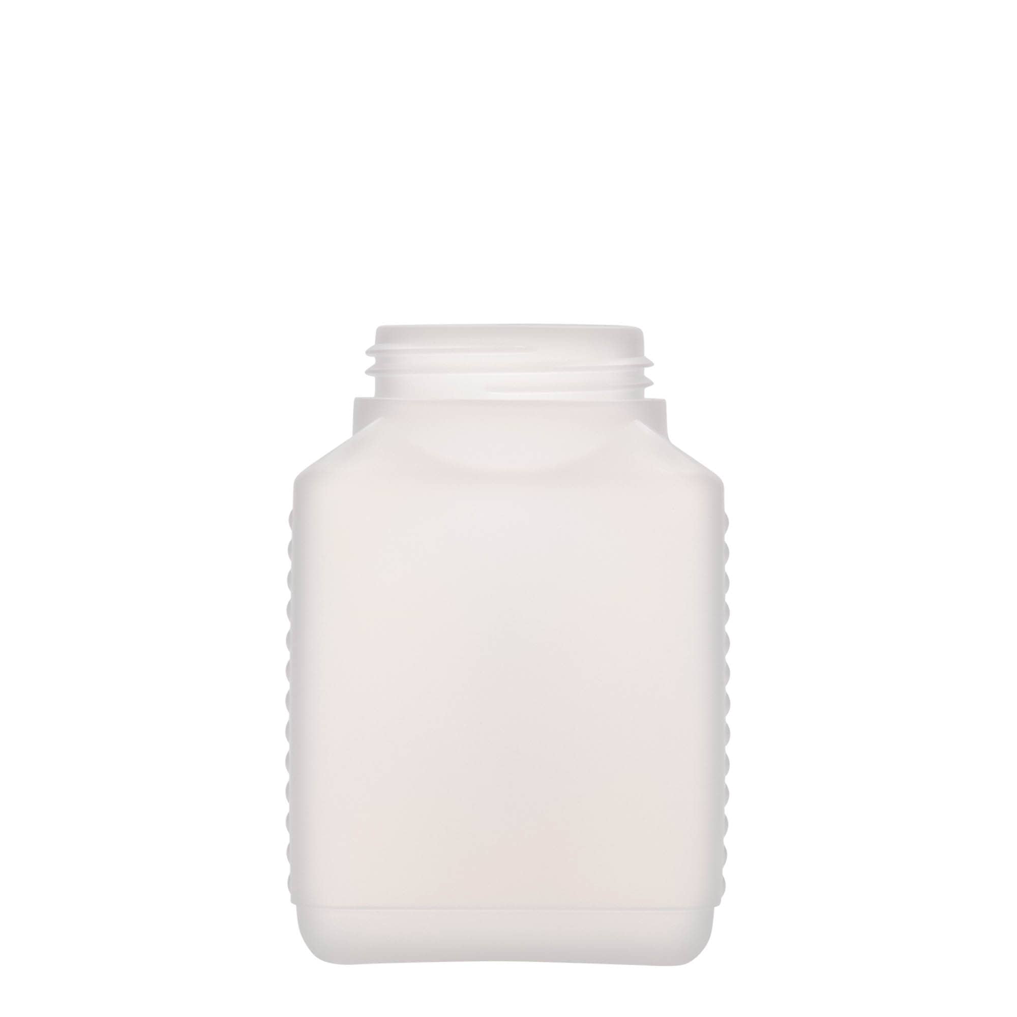 Bouteille à col large 500 ml, rectangulaire, plastique PEHD, nature, bouchage: DIN 60 EPE