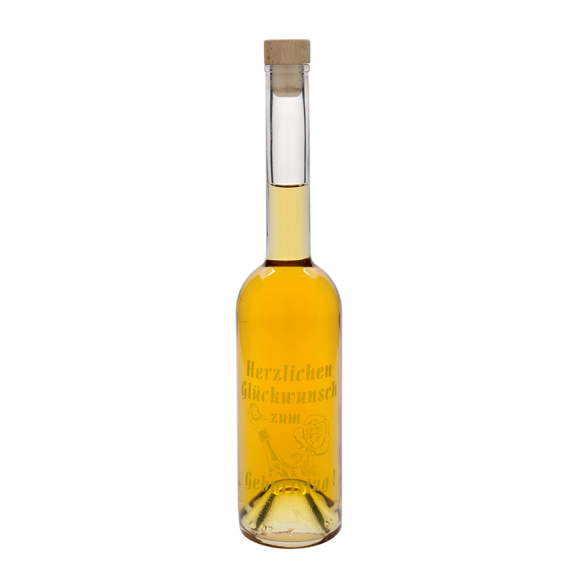 Glazen fles 'Opera', 500 ml, motief: Apple, monding: kurk Glazen fles 'Opera', 500 ml, motief: Apple, monding: kurk