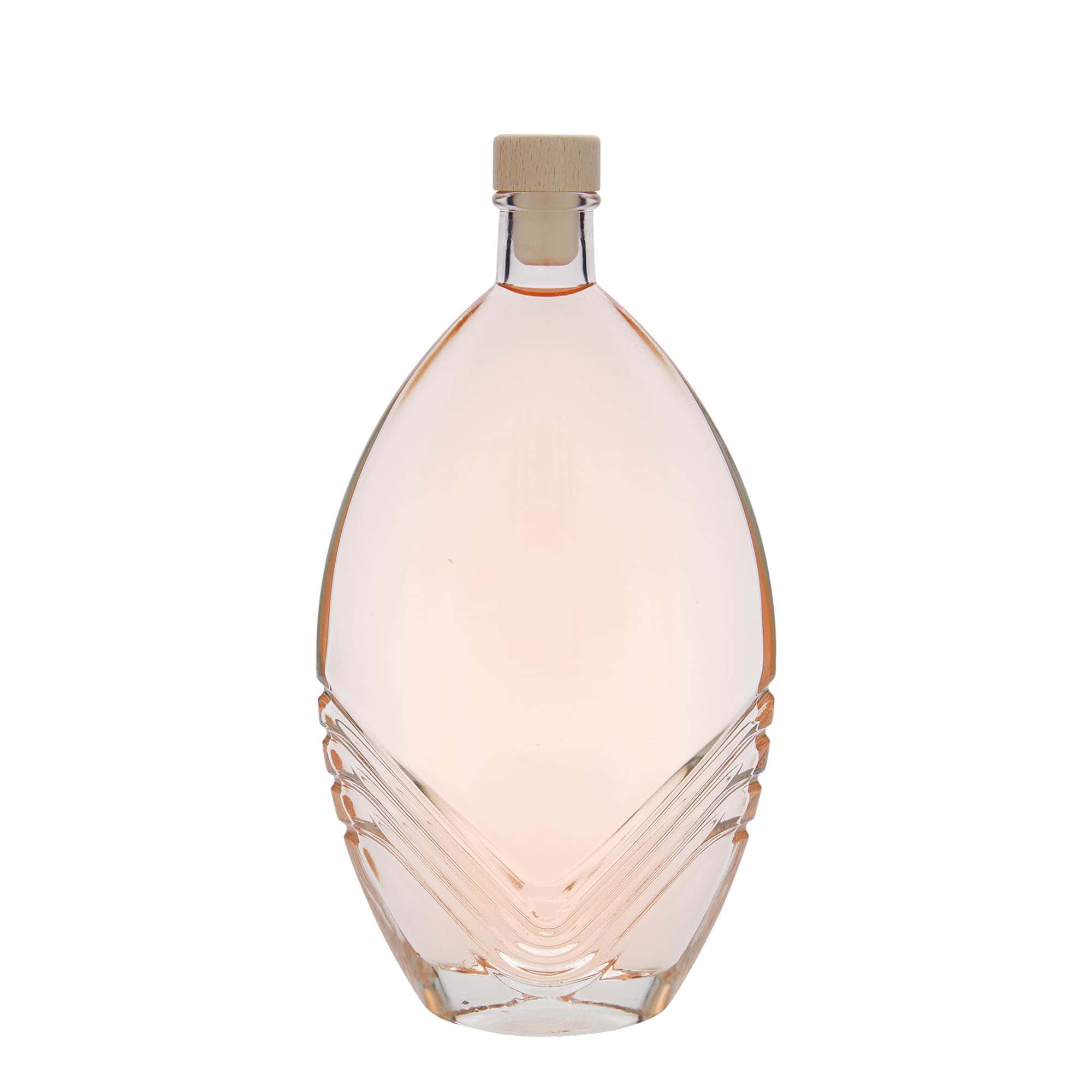 Glazen fles 'Florence', 500 ml, ovaal, monding: kurk