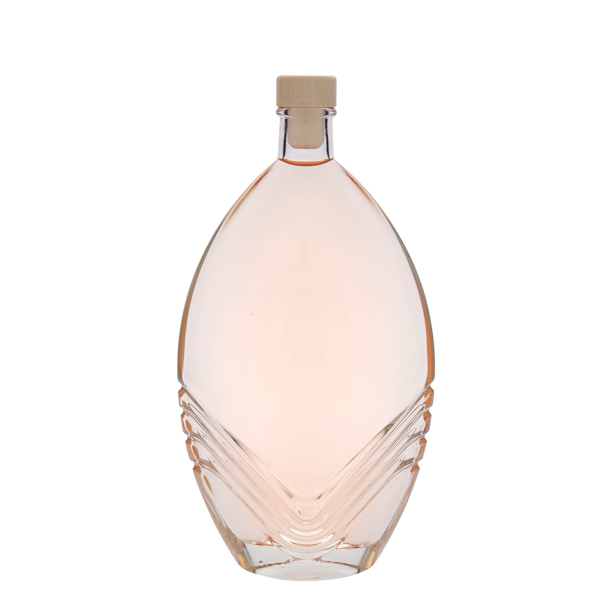 Glazen fles 'Florence', 500 ml, ovaal, monding: kurk