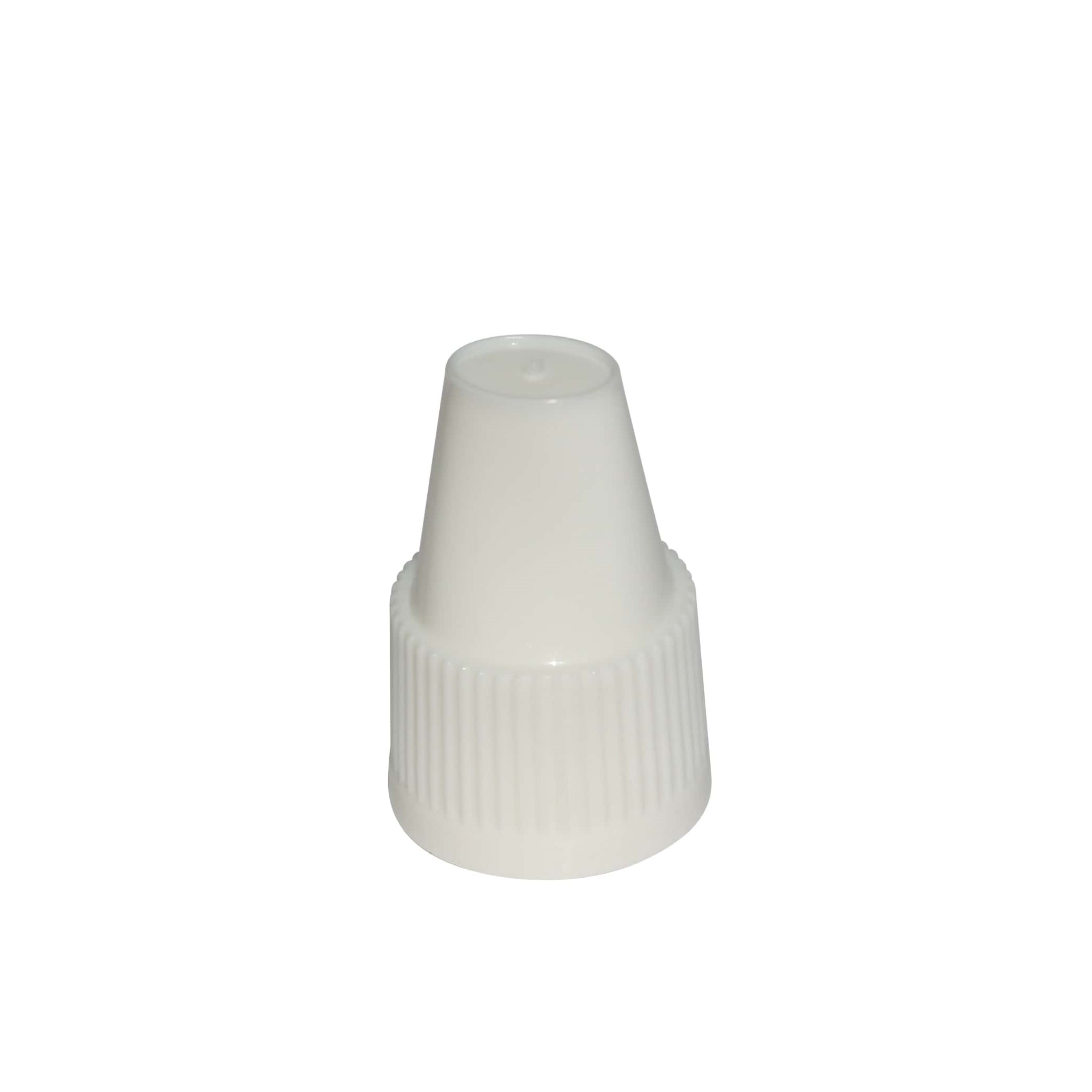 Schroefsluiting met kwaliteitsborging en kinderbeveiliging voor 'E-Liquid', PP-kunststof, wit