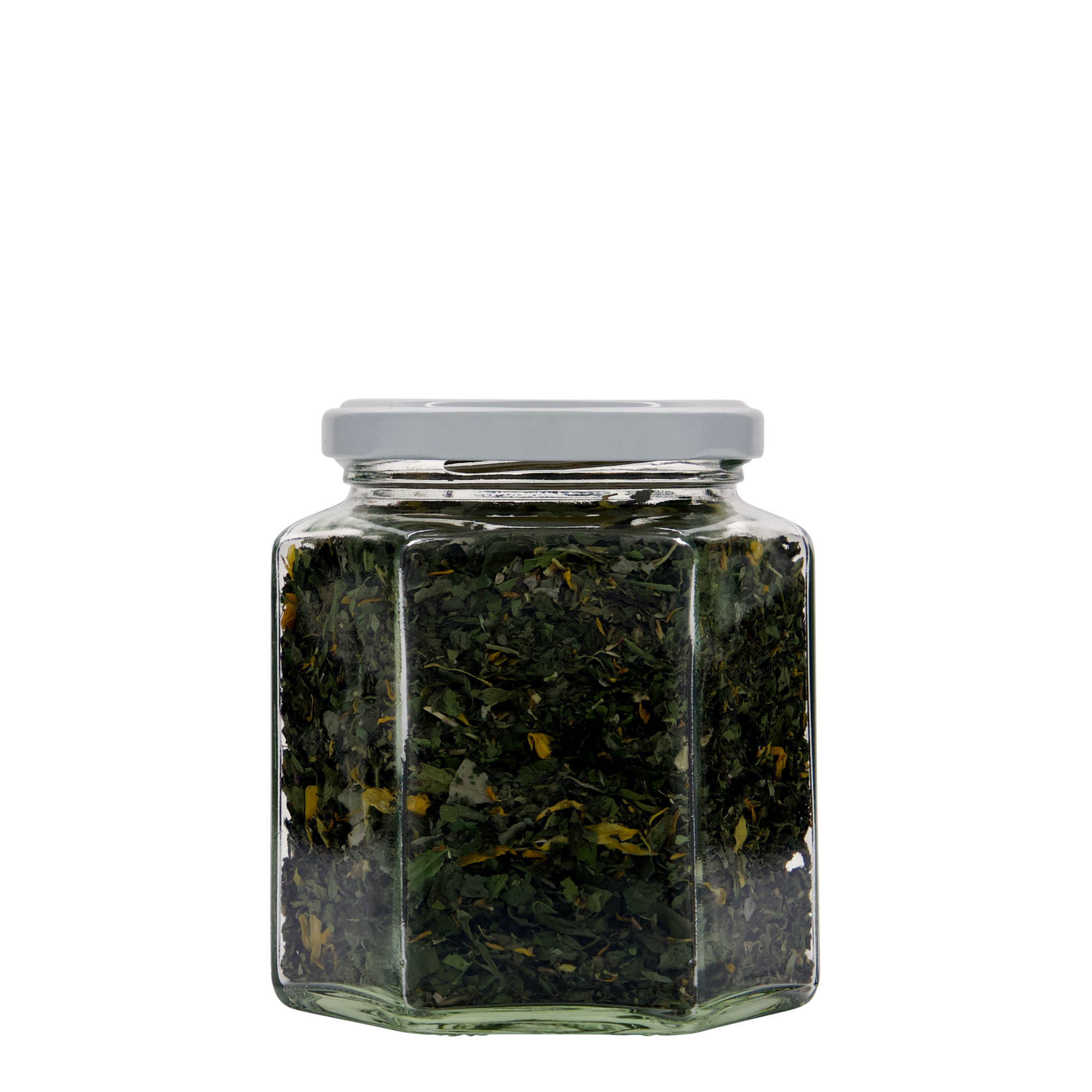 Hexagonale pot, 390 ml, monding: twist-off (TO 70) Hexagonale pot, 390 ml, monding: twist-off (TO 70)