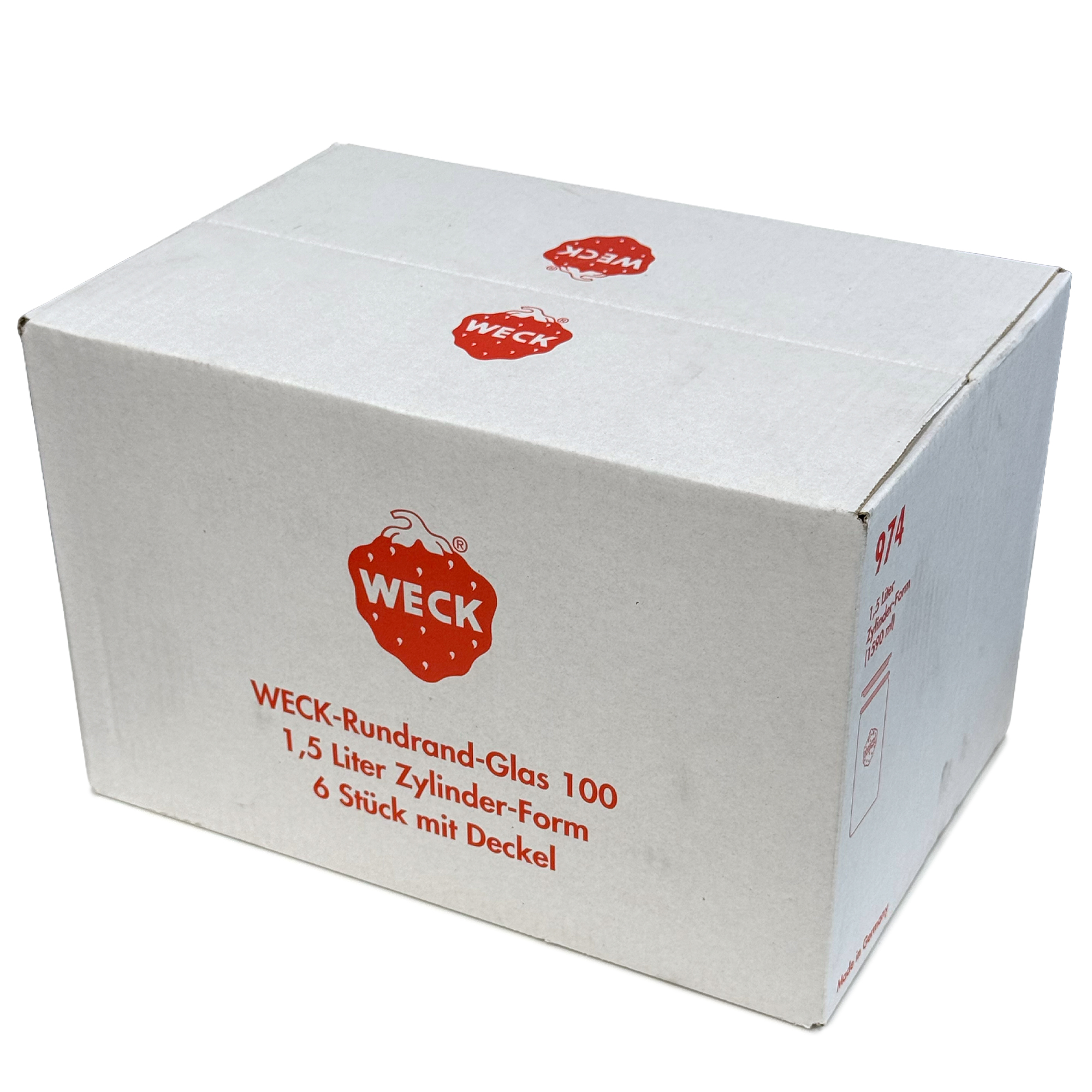 6x 1575 ml WECK-cilinderglas met glazen deksel RR 100