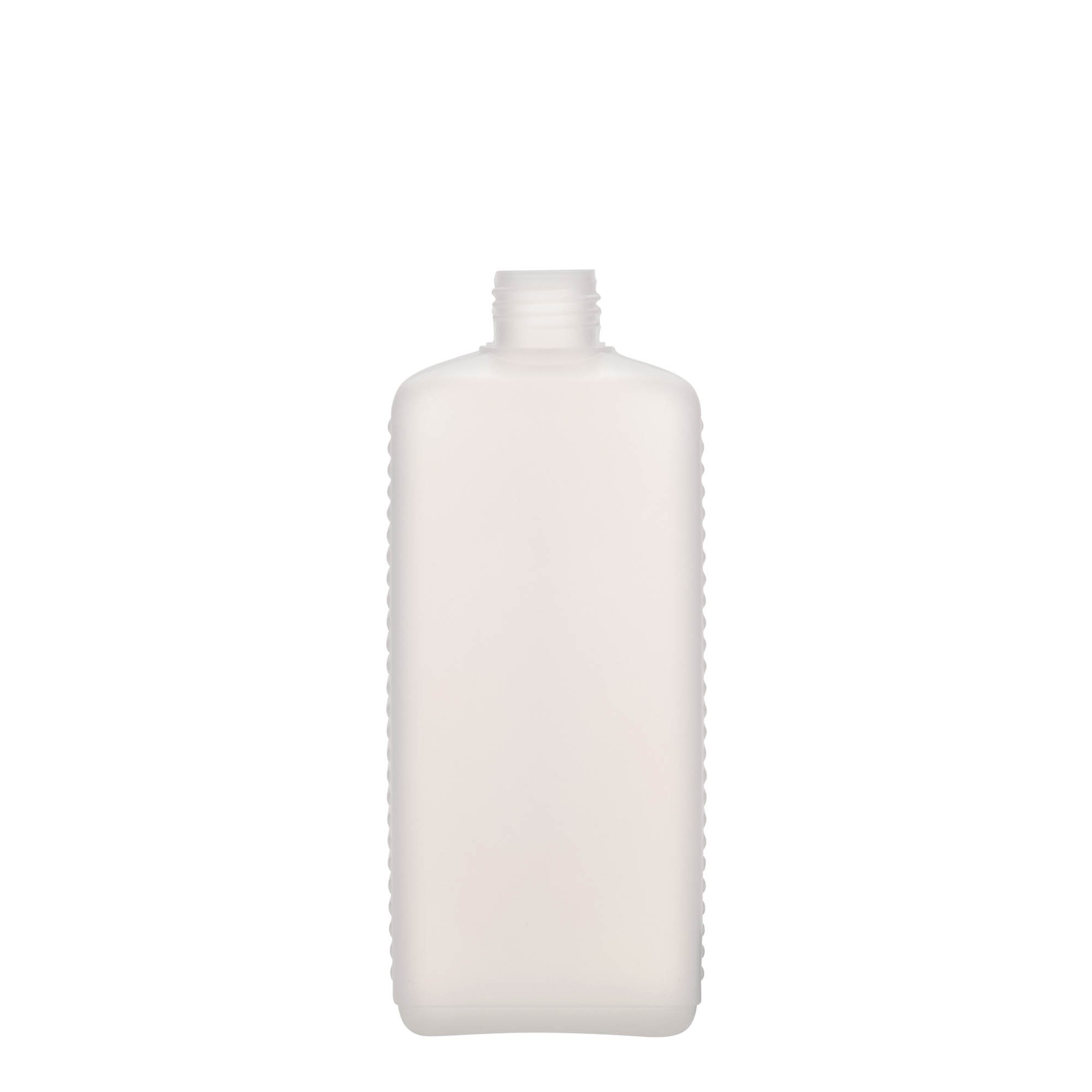 Bouteille bidon 500 ml, rectangulaire, plastique PEHD, nature, bouchage: DIN 25 EPE Bouteille bidon 500 ml, rectangulaire, plastique PEHD, nature, bouchage: DIN 25 EPE
