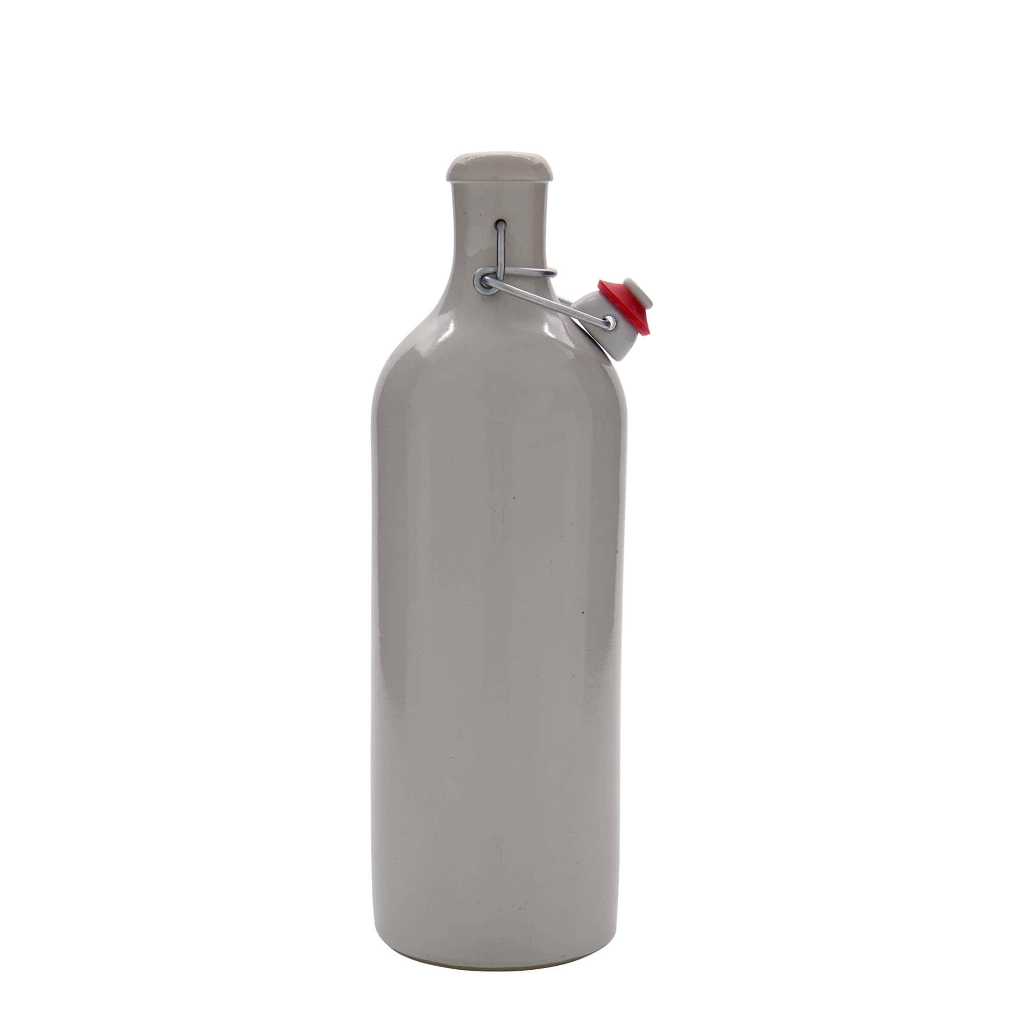 Keramische kruik, 750 ml, steengoed, wit, monding: beugelsluiting
