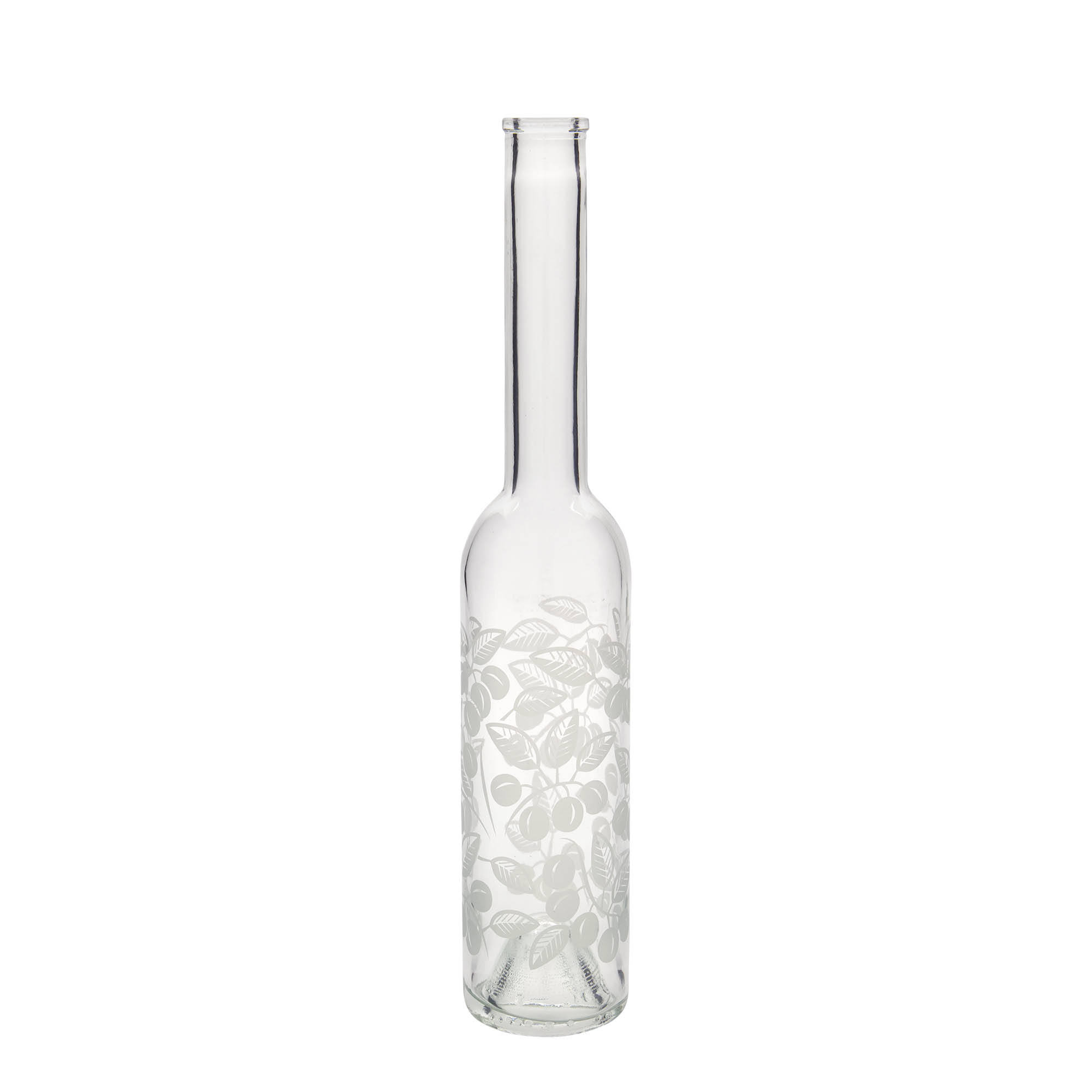 Glazen fles 'Opera', 350 ml, motief: Kroosjes, monding: kurk Glazen fles 'Opera', 350 ml, motief: Kroosjes, monding: kurk