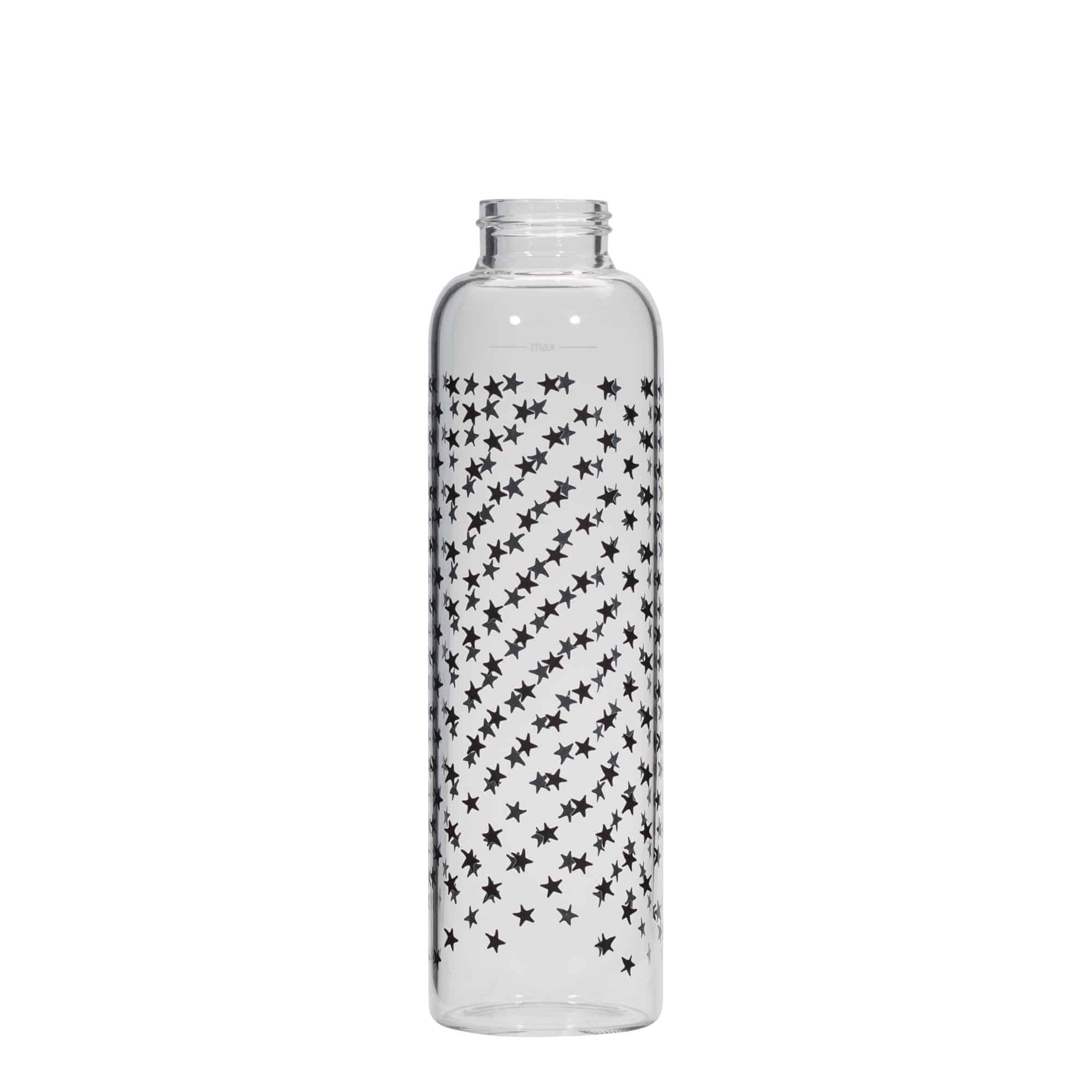 Gourde 500 ml 'Perseus', motif : étoiles noires, bouchage: Bougage à vis