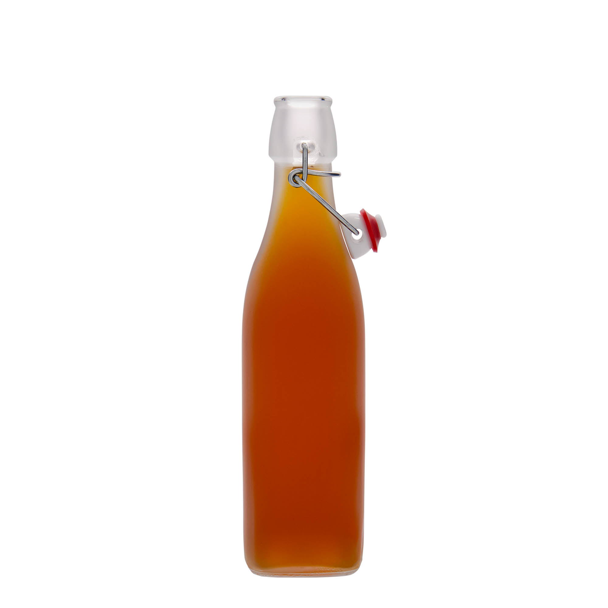 Bouteille en verre 500 ml 'Swing', carrée, blanche, bouchage: bouchon mécanique Bouteille en verre 500 ml 'Swing', carrée, blanche, bouchage: bouchon mécanique