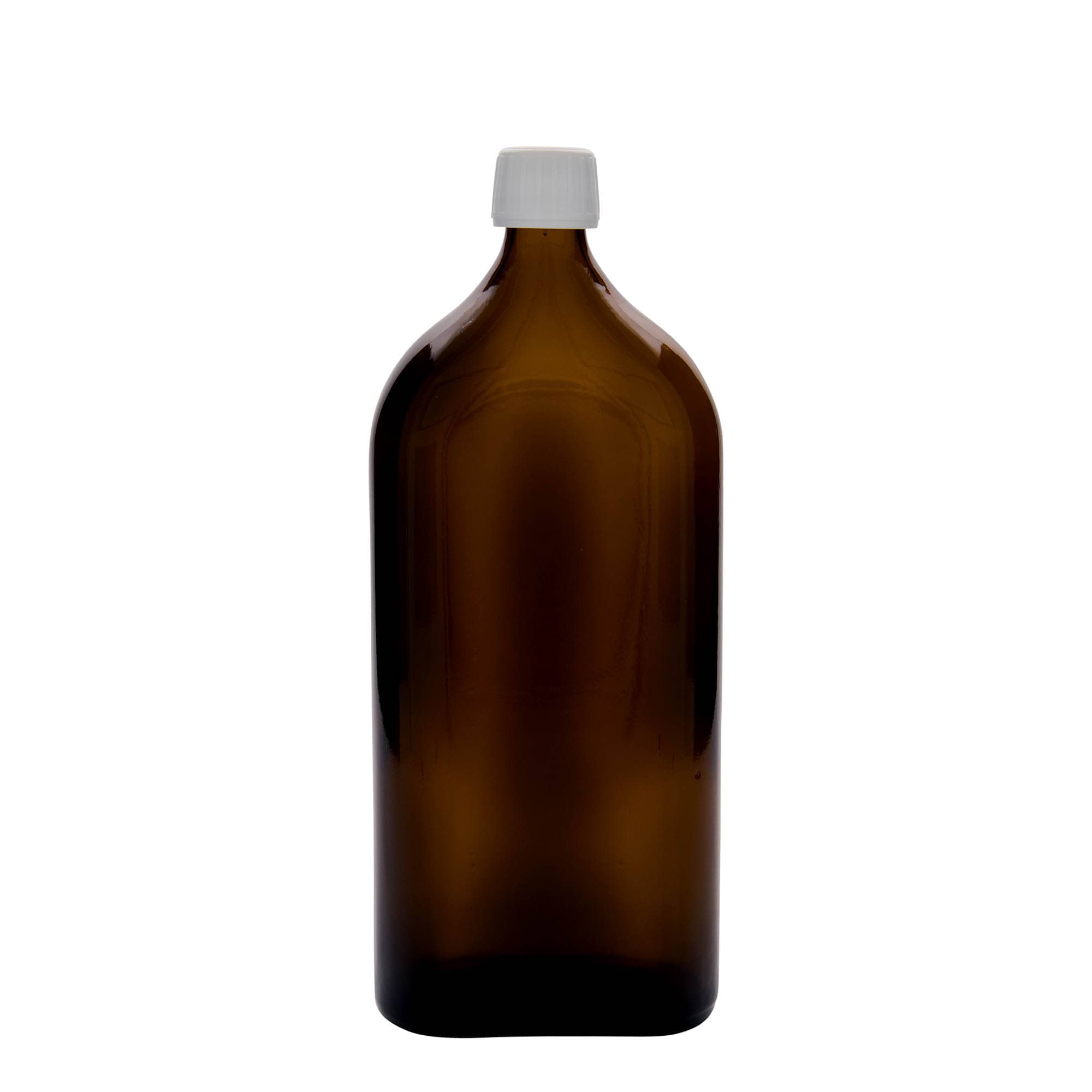 Medicijnfles Meplat, 1000 ml, ovaal, glas, bruin, monding: PP 28