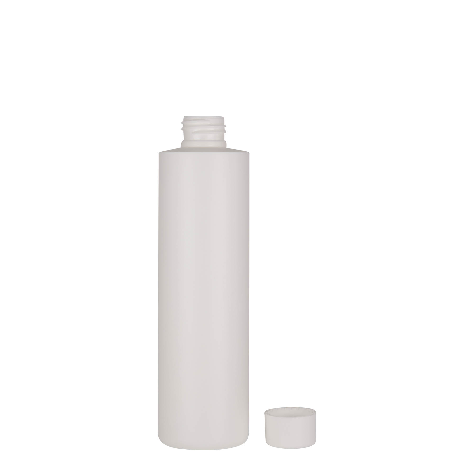 Plastic fles 'Pipe', 250 ml, Green HDPE, wit, monding: 24/410 Plastic fles 'Pipe', 250 ml, Green HDPE, wit, monding: 24/410