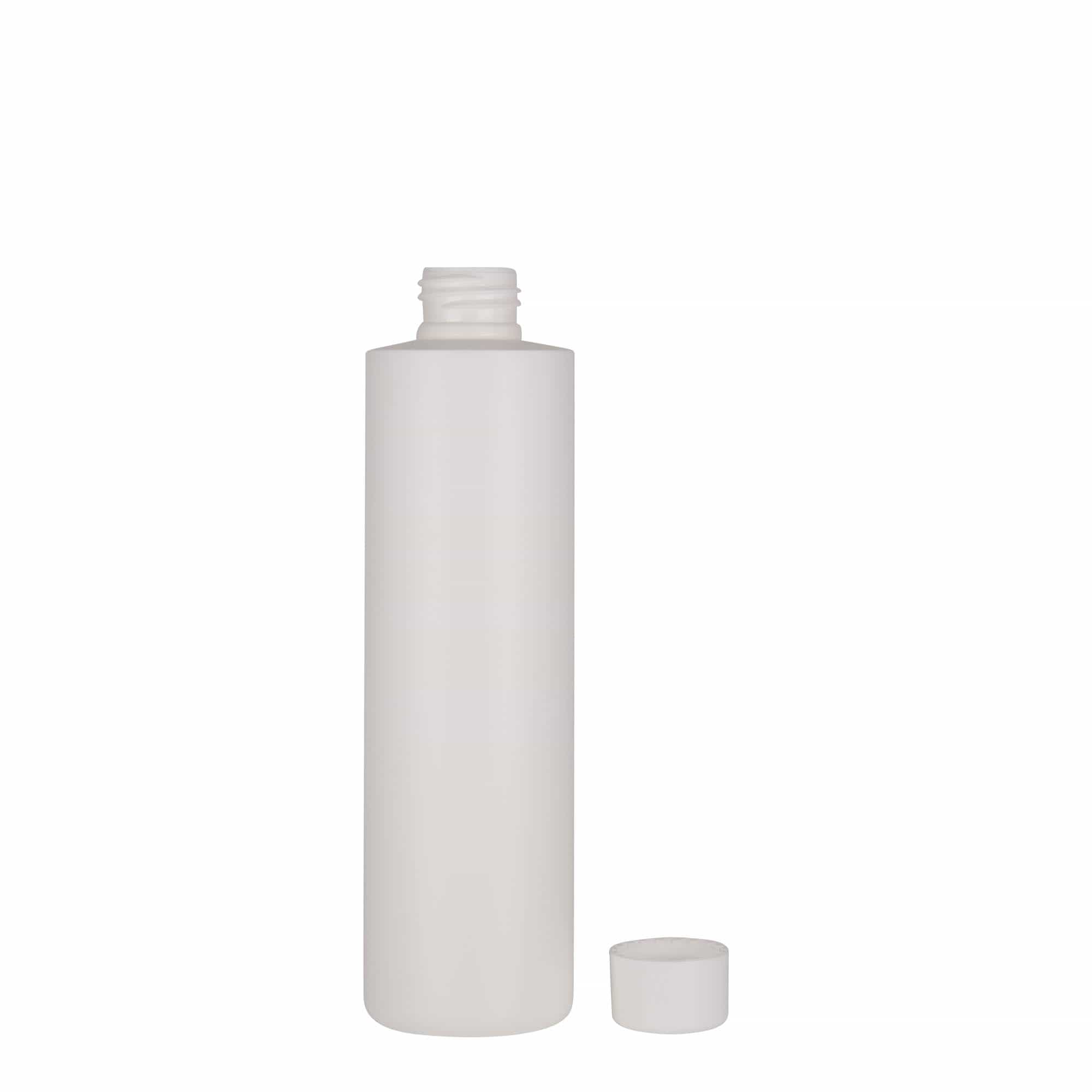 Plastic fles 'Pipe', 250 ml, Green HDPE, wit, monding:  24/410
