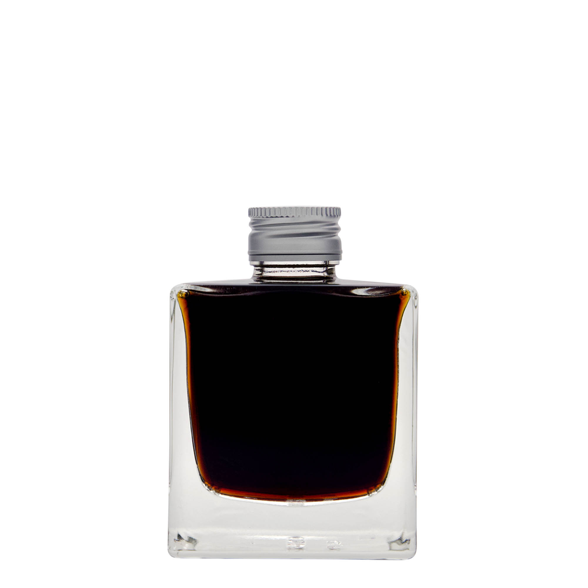 Glazen fles 'Cube', 200 ml, vierkant, monding: PP 28 Glazen fles 'Cube', 200 ml, vierkant, monding: PP 28