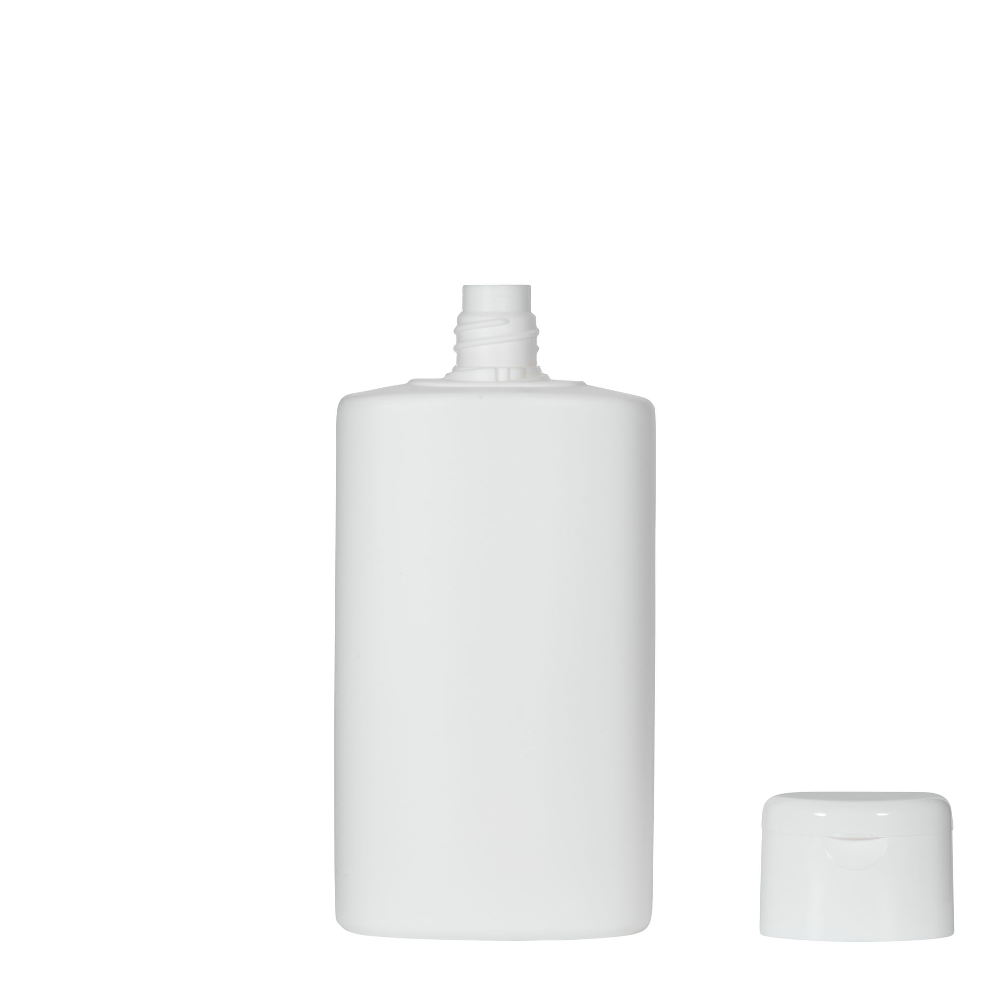 Plastic fles 'Indy', 250 ml, ovaal, HDPE, wit, monding: schroefsluiting