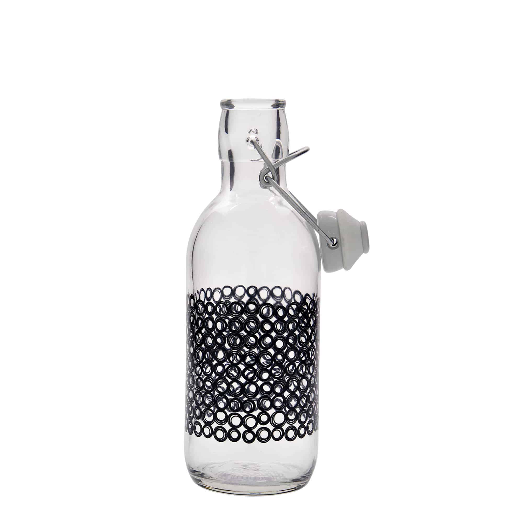 Bouteille en verre 500 ml « Emilia », motif : circola nero, bouchage: bouchon mécanique