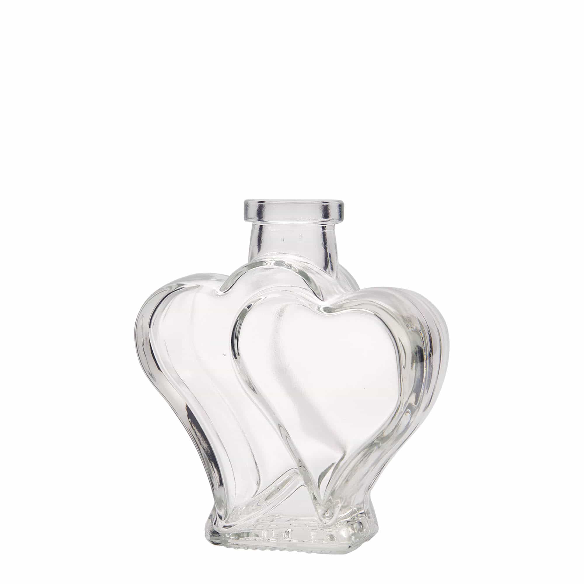 Bouteille en verre 200 ml 'Double-cœur', bouchage: bouchon
