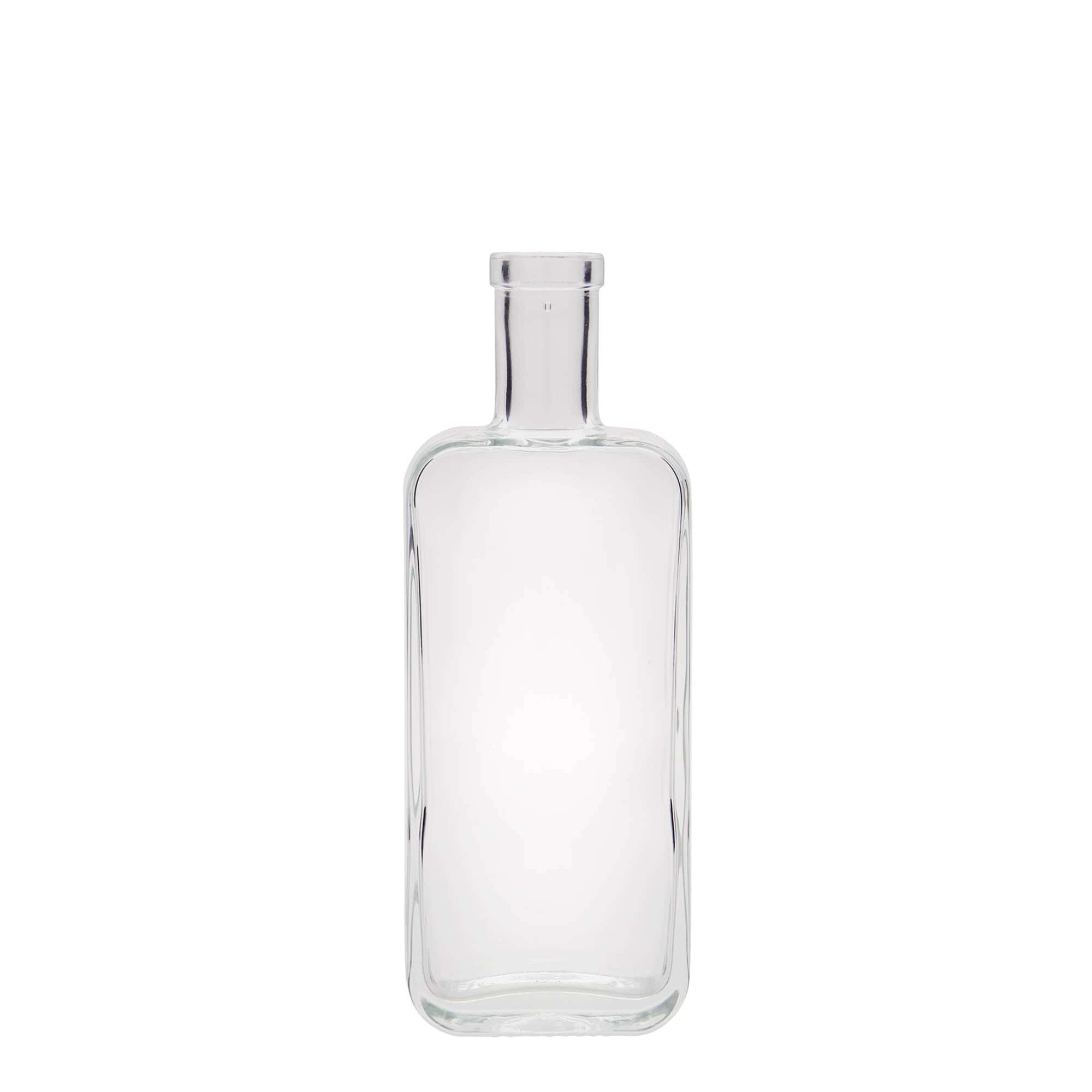 Glazen fles 'Nice', 200 ml, rechthoekig, monding: kurk