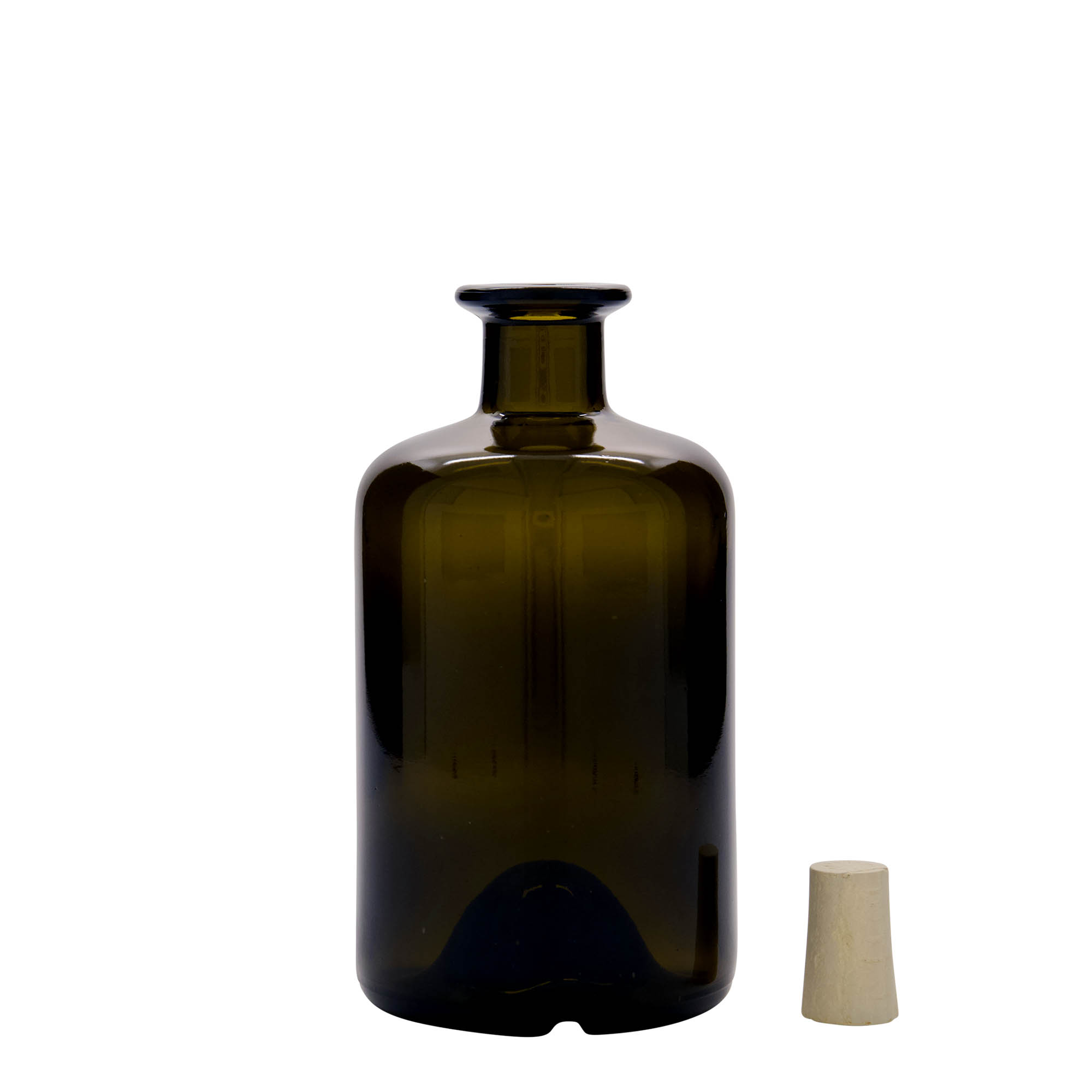 Bouteille en verre apothicaire 500 ml, vert antique, bouchage: bouchon Bouteille en verre apothicaire 500 ml, vert antique, bouchage: bouchon