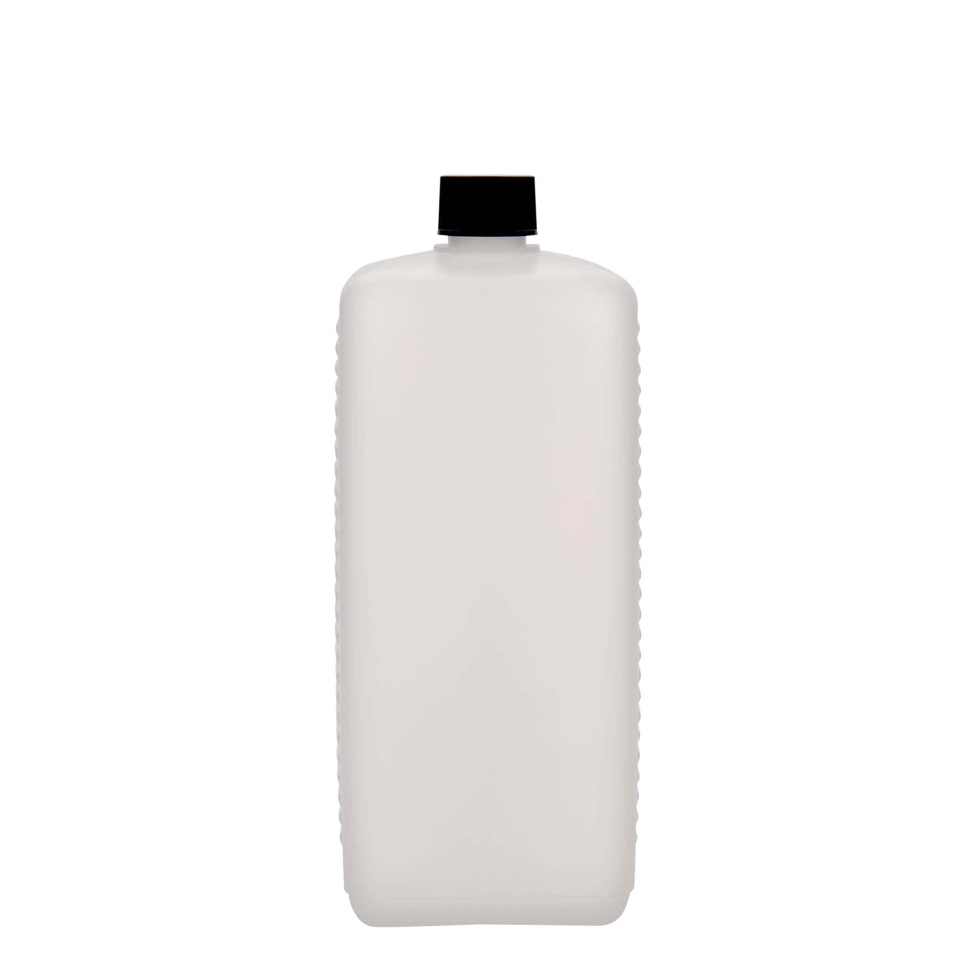 Bouteille bidon 1 000 ml, rectangulaire, plastique PEHD, nature, bouchage: DIN 25 EPE