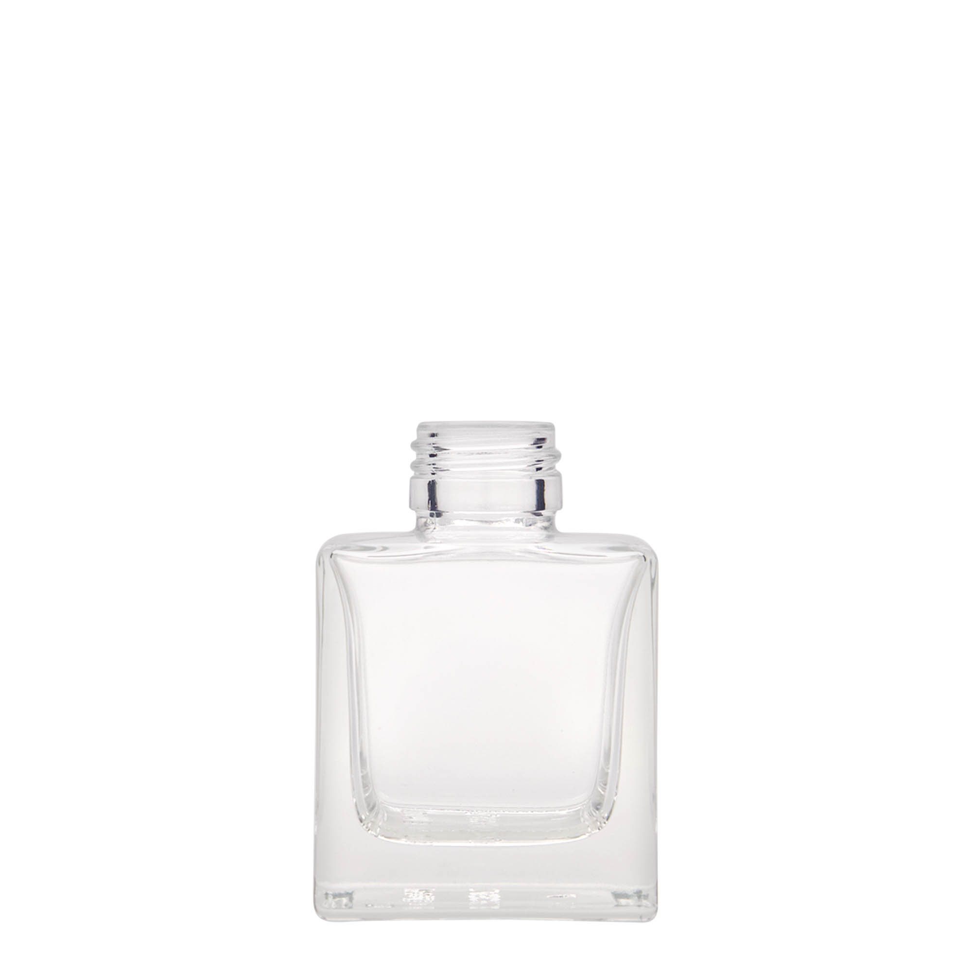 Glazen fles 'Cube', 100 ml, vierkant, monding: PP 28