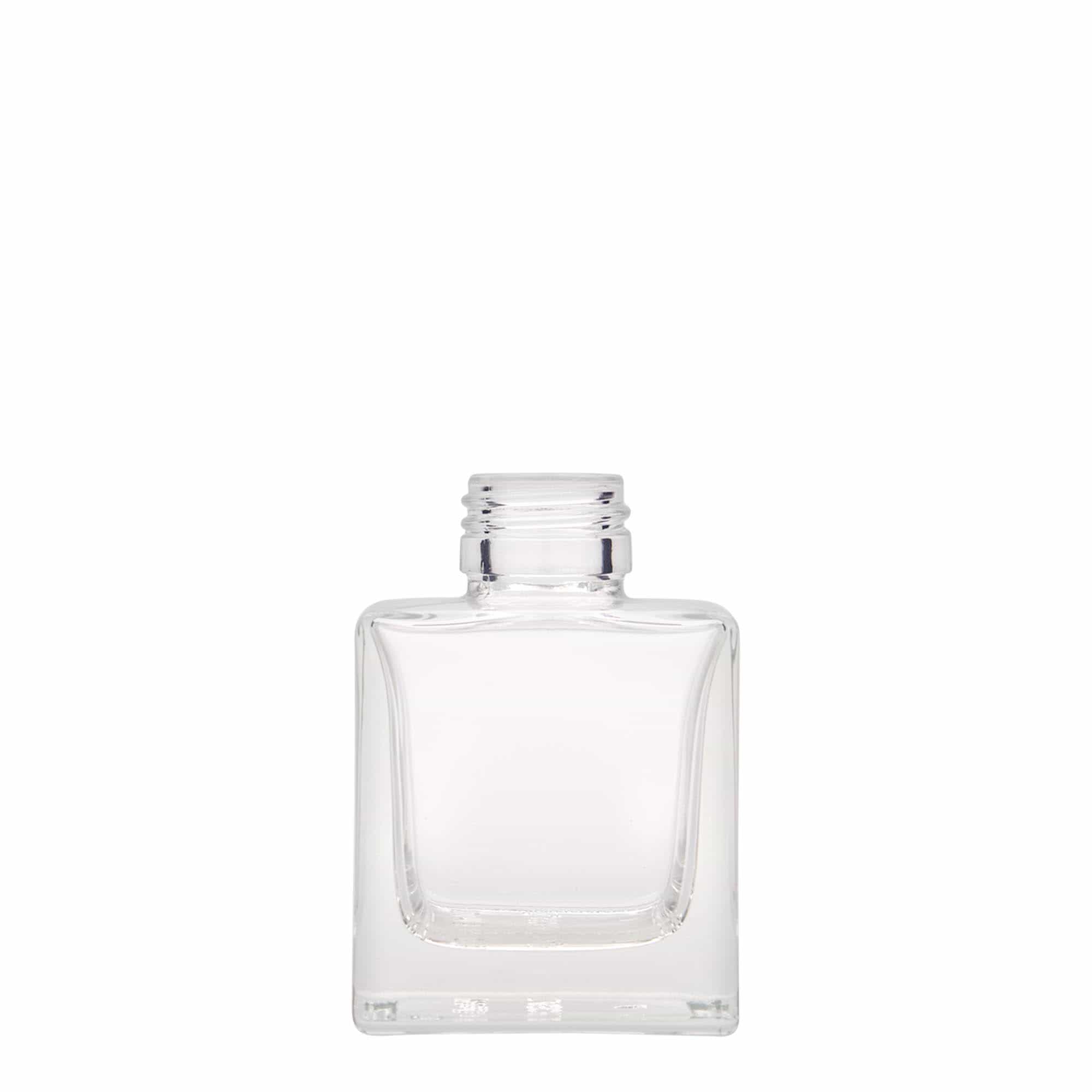 Glazen fles 'Cube', 100 ml, vierkant, monding: PP 28 Glazen fles 'Cube', 100 ml, vierkant, monding: PP 28