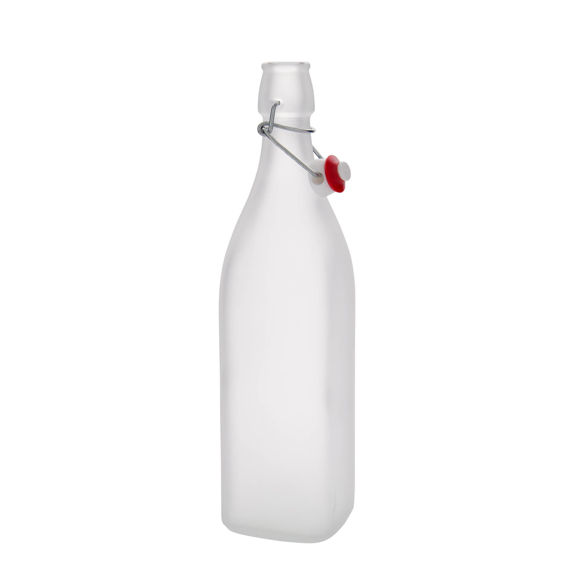 Bouteille en verre 1 000 ml 'Swing', carrée, blanche, bouchage: bouchon mécanique Bouteille en verre 1 000 ml 'Swing', carrée, blanche, bouchage: bouchon mécanique