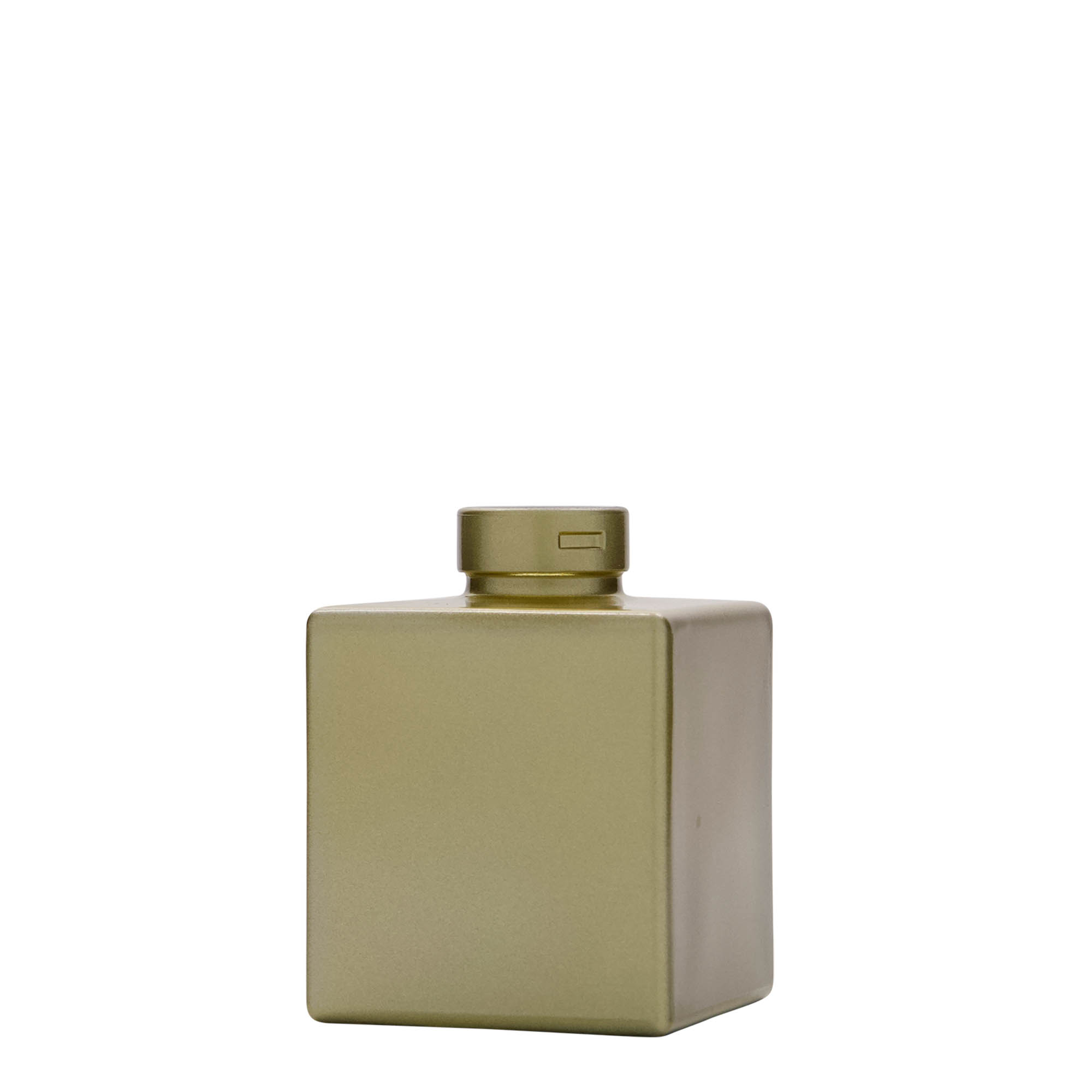 Glazen fles 'Cube', 100 ml, vierkant, goud, monding: kurk Glazen fles 'Cube', 100 ml, vierkant, goud, monding: kurk