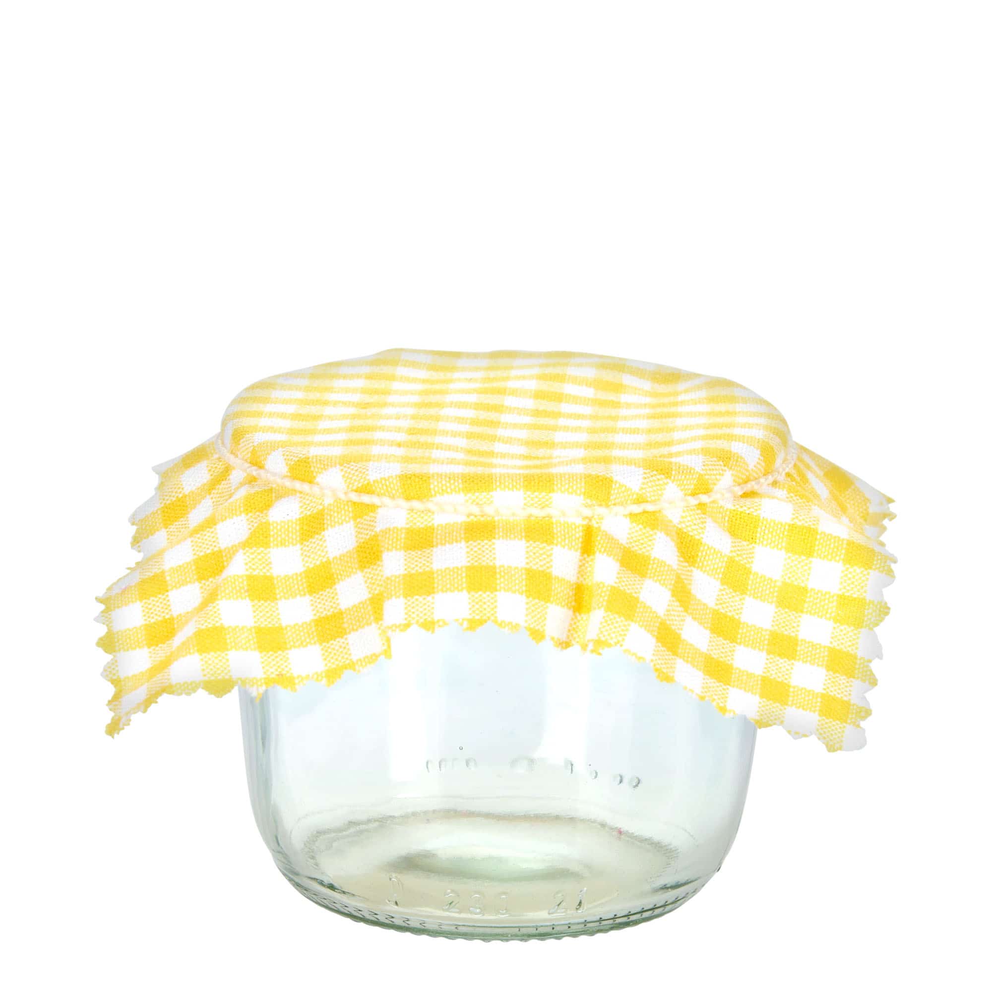 Stoffen lapje voor potten, geruit, 12x12, vierkant, textiel, geel, monding: TO38-TO53
