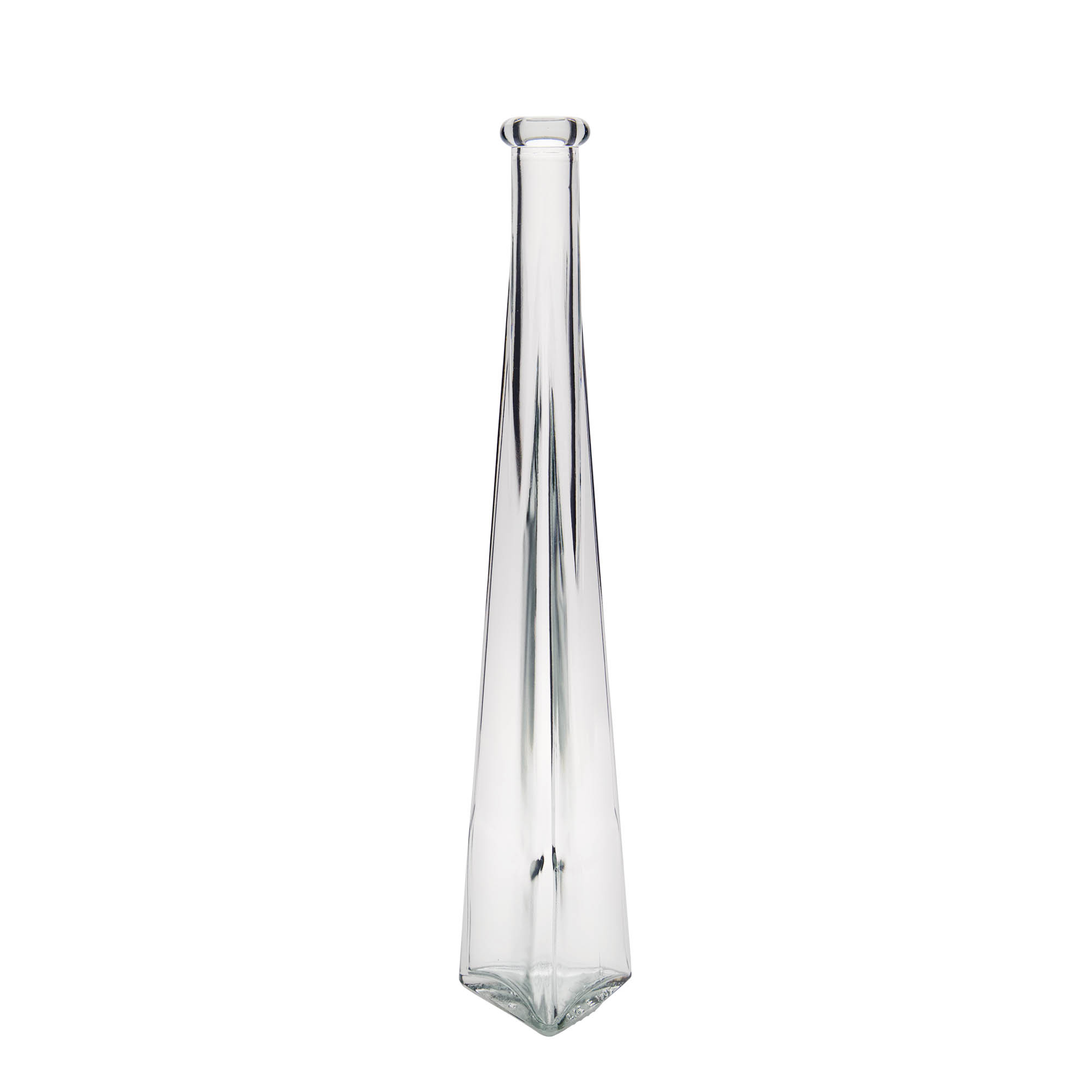 Glazen fles 'Dama Triangolore', 200 ml, driehoekig, monding: kurk Glazen fles 'Dama Triangolore', 200 ml, driehoekig, monding: kurk