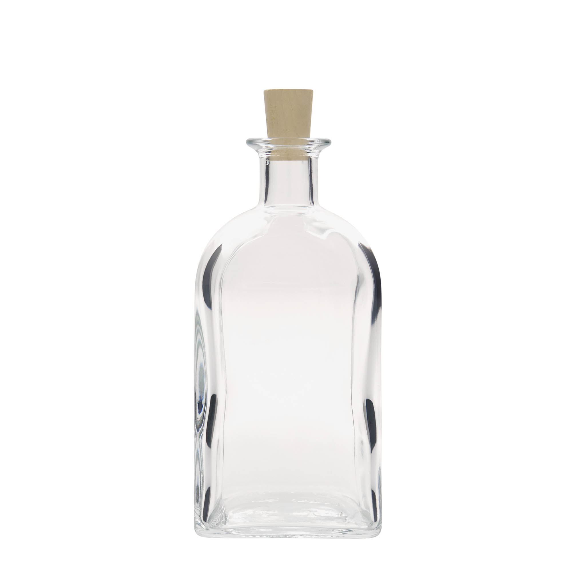 Bouteille en verre apothicaire « Carré », carrée 700 ml, bouchage: bouchon