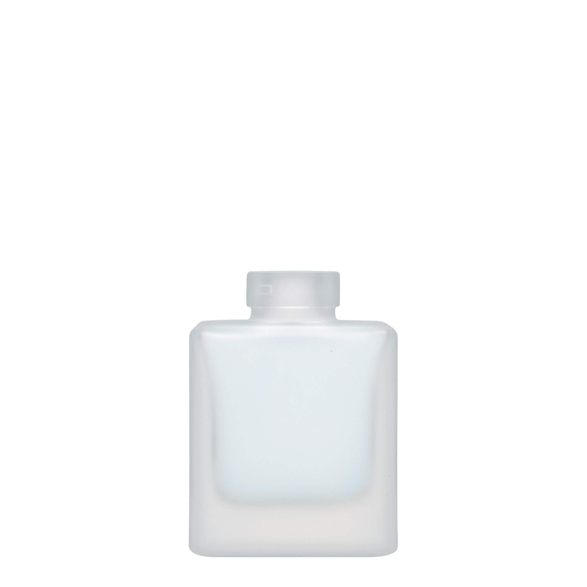 Glazen fles 'Cube', 100 ml, vierkant, gematteerd, monding: kurk Glazen fles 'Cube', 100 ml, vierkant, gematteerd, monding: kurk