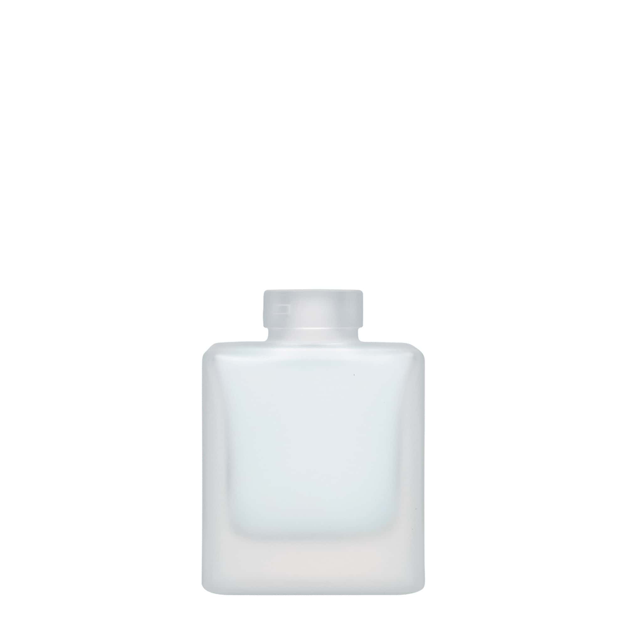 Glazen fles 'Cube', 100 ml, vierkant, gematteerd, monding: kurk
