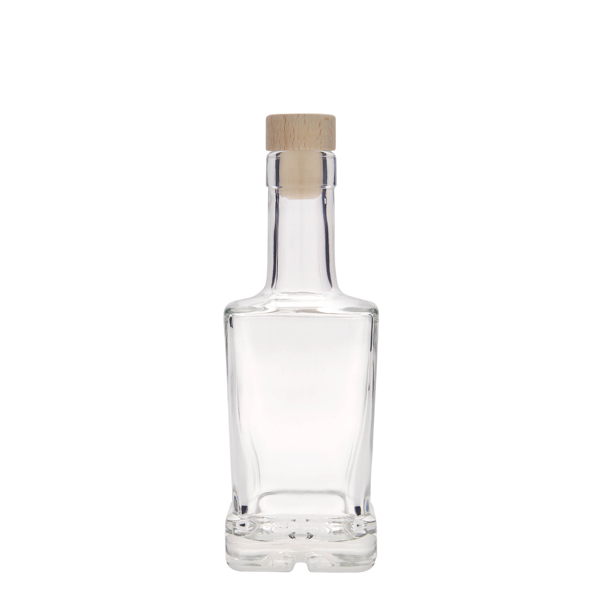 Glazen fles 'Rene', 250 ml, vierkant, monding: kurk Glazen fles 'Rene', 250 ml, vierkant, monding: kurk