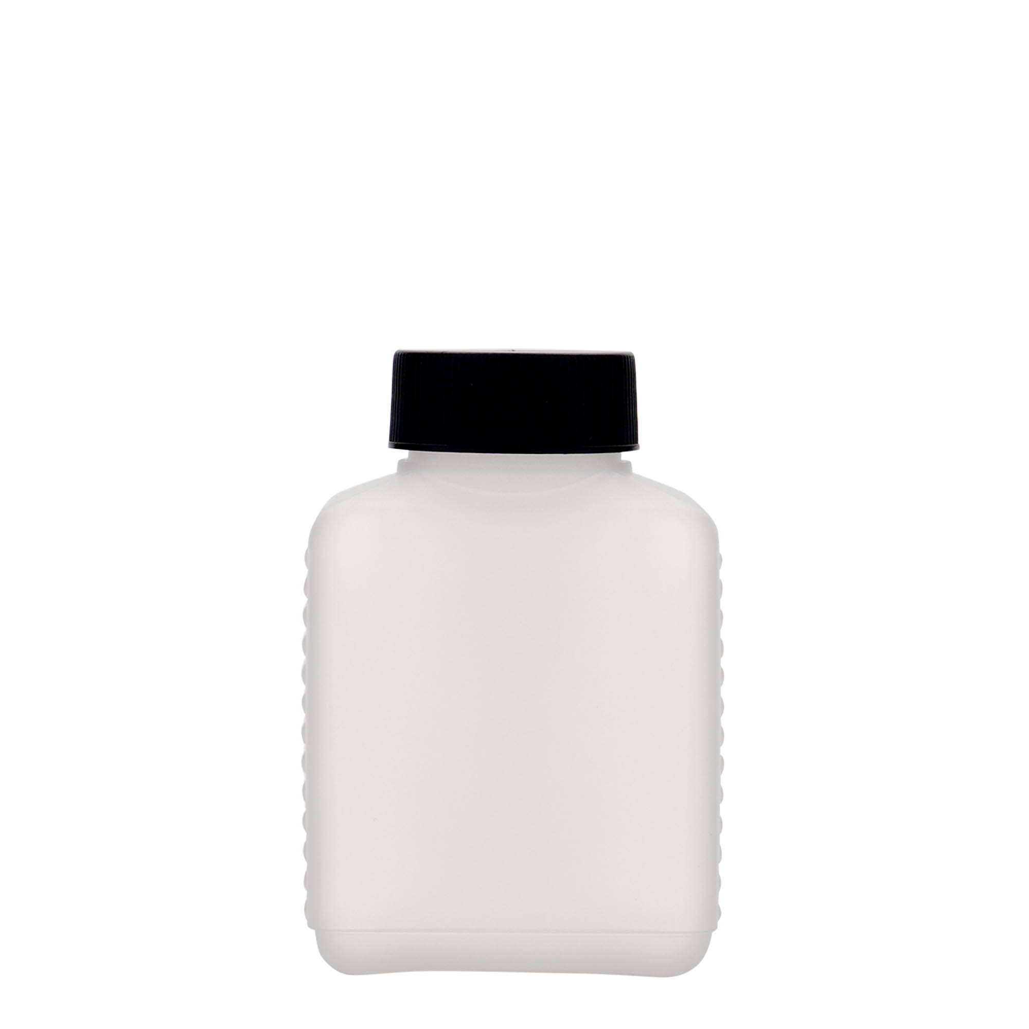 Fles met brede hals, 250 ml, rechthoekig, HDPE-kunststof, naturel, monding: DIN 40 EPE Fles met brede hals, 250 ml, rechthoekig, HDPE-kunststof, naturel, monding: DIN 40 EPE