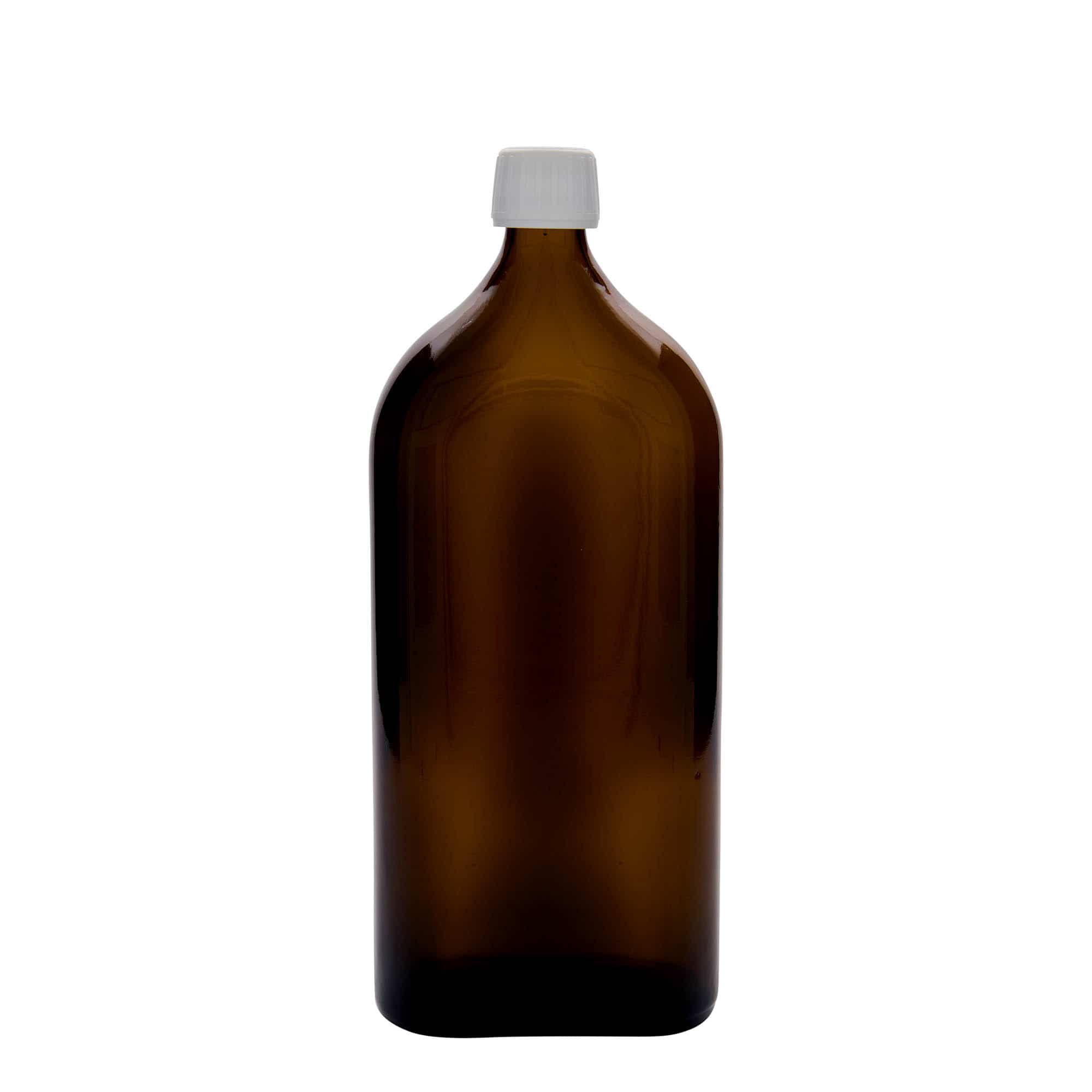 Medicijnfles Meplat, 1000 ml, ovaal, glas, bruin, monding: PP 28