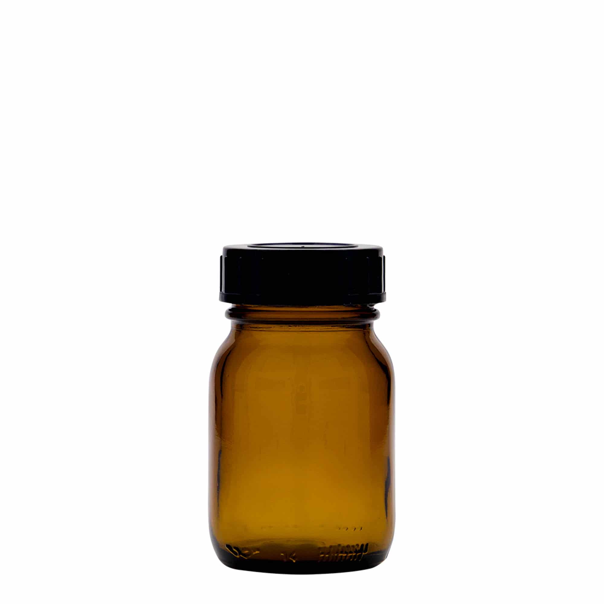 Bocal à col large 75 ml, brun, bouchage: DIN 40