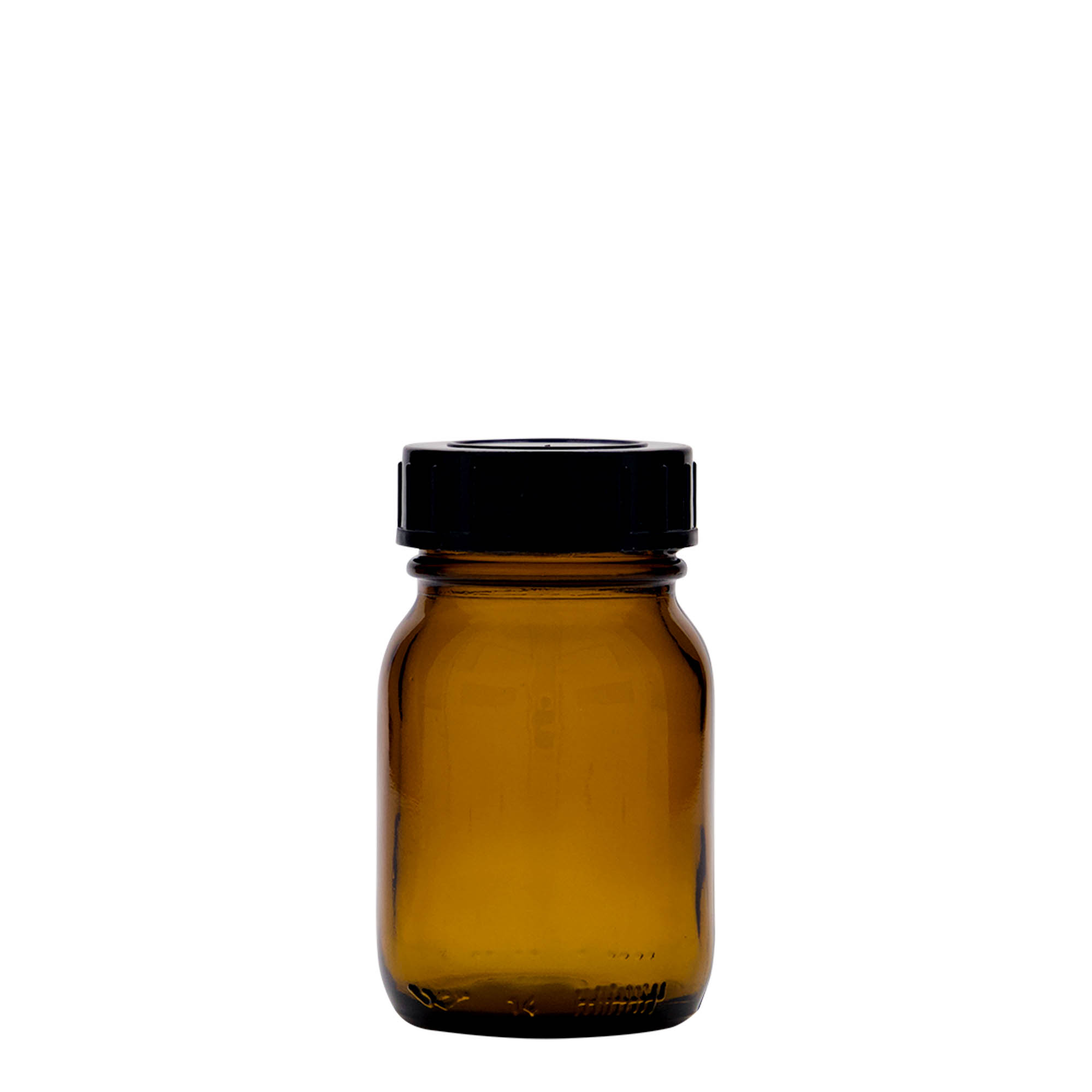 Pot met brede hals, 75 ml, bruin, monding: DIN 40