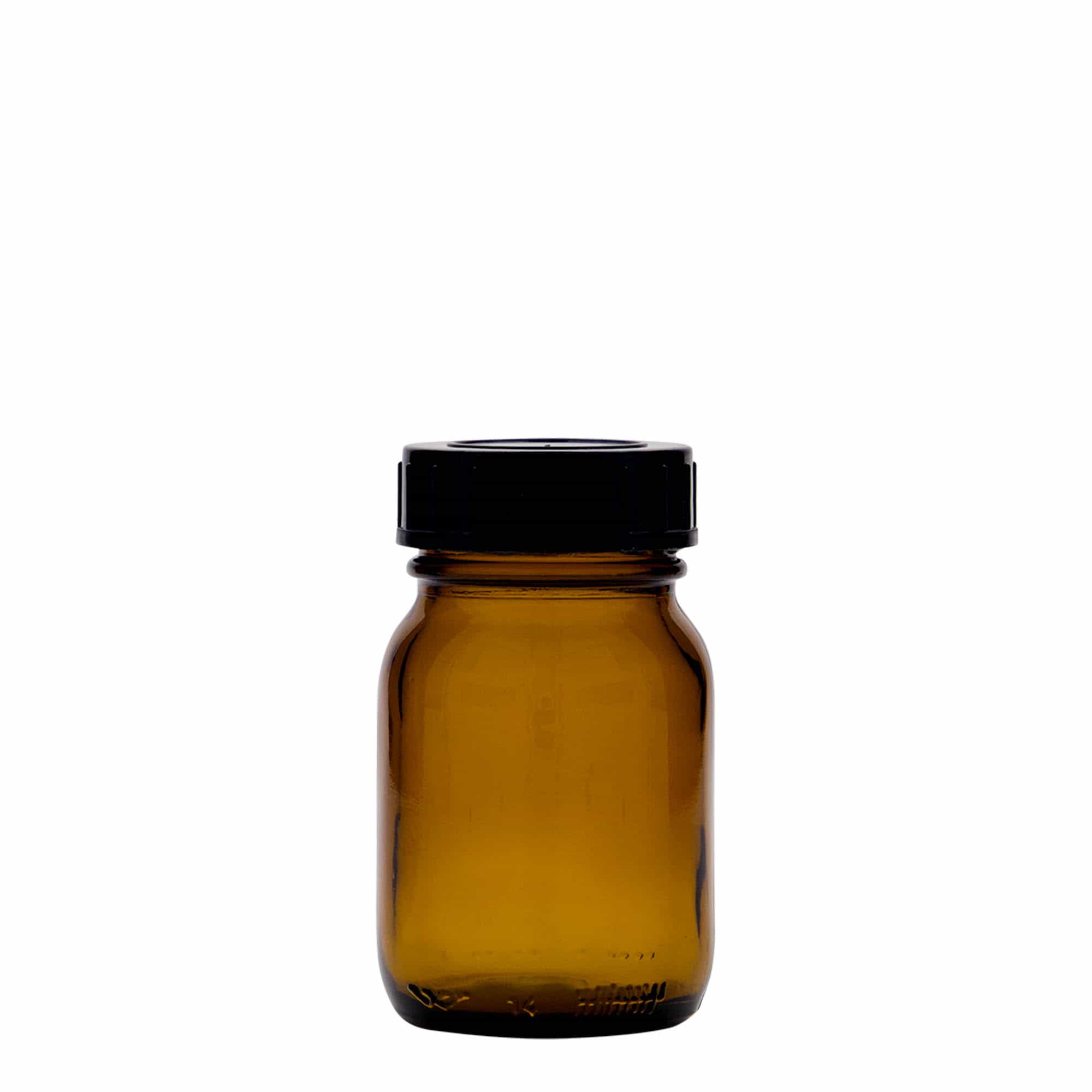 Bocal à col large 75 ml, brun, bouchage: DIN 40