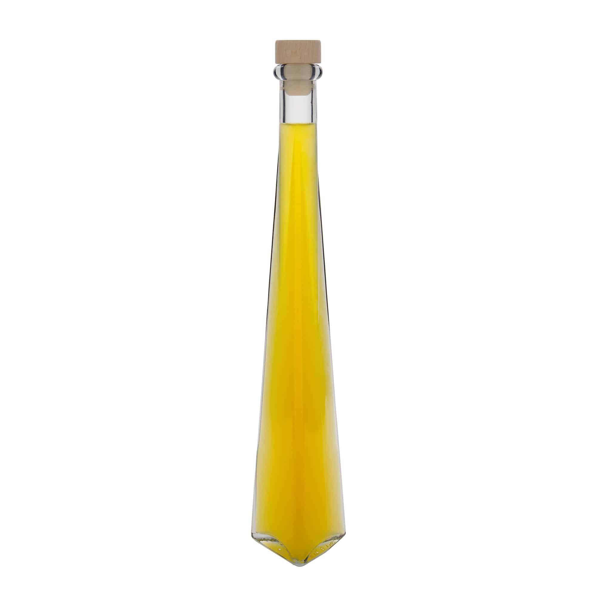 Glazen fles 'Dama Triangolore', 200 ml, driehoekig, monding: kurk