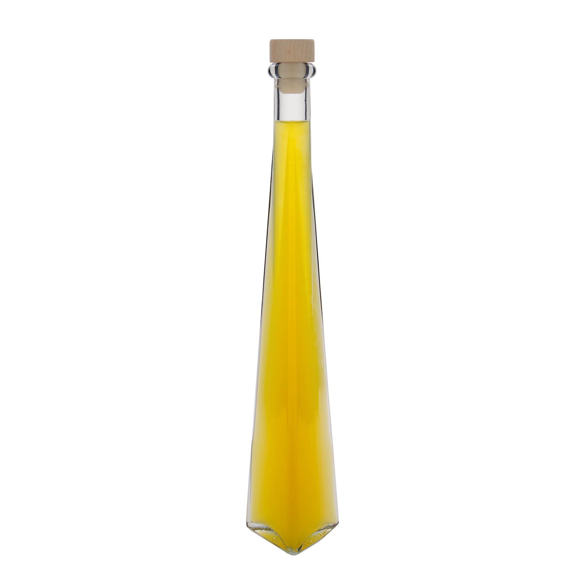 Glazen fles 'Dama Triangolore', 200 ml, driehoekig, monding: kurk Glazen fles 'Dama Triangolore', 200 ml, driehoekig, monding: kurk