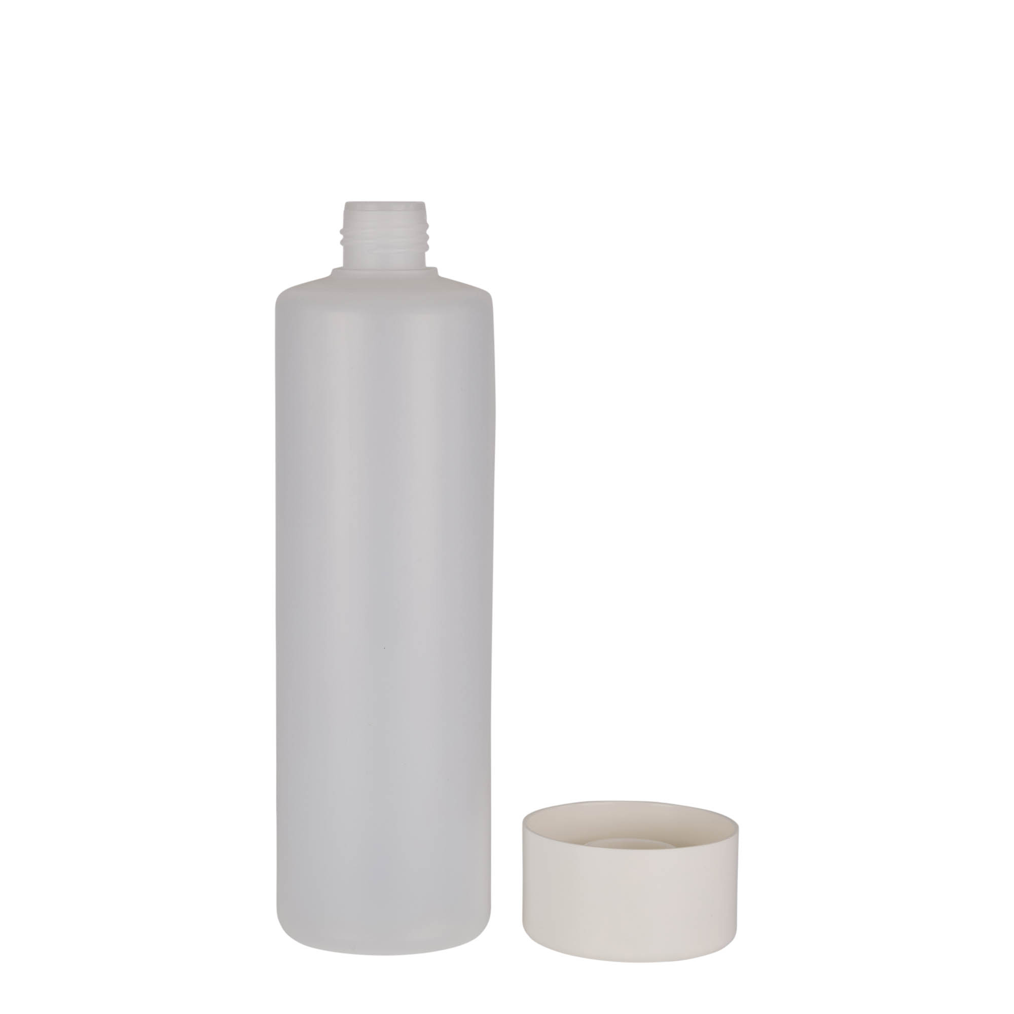 Bouteille ronde 500 ml, plastique PE, nature, bouchage: Bougage à vis Bouteille ronde 500 ml, plastique PE, nature, bouchage: Bougage à vis