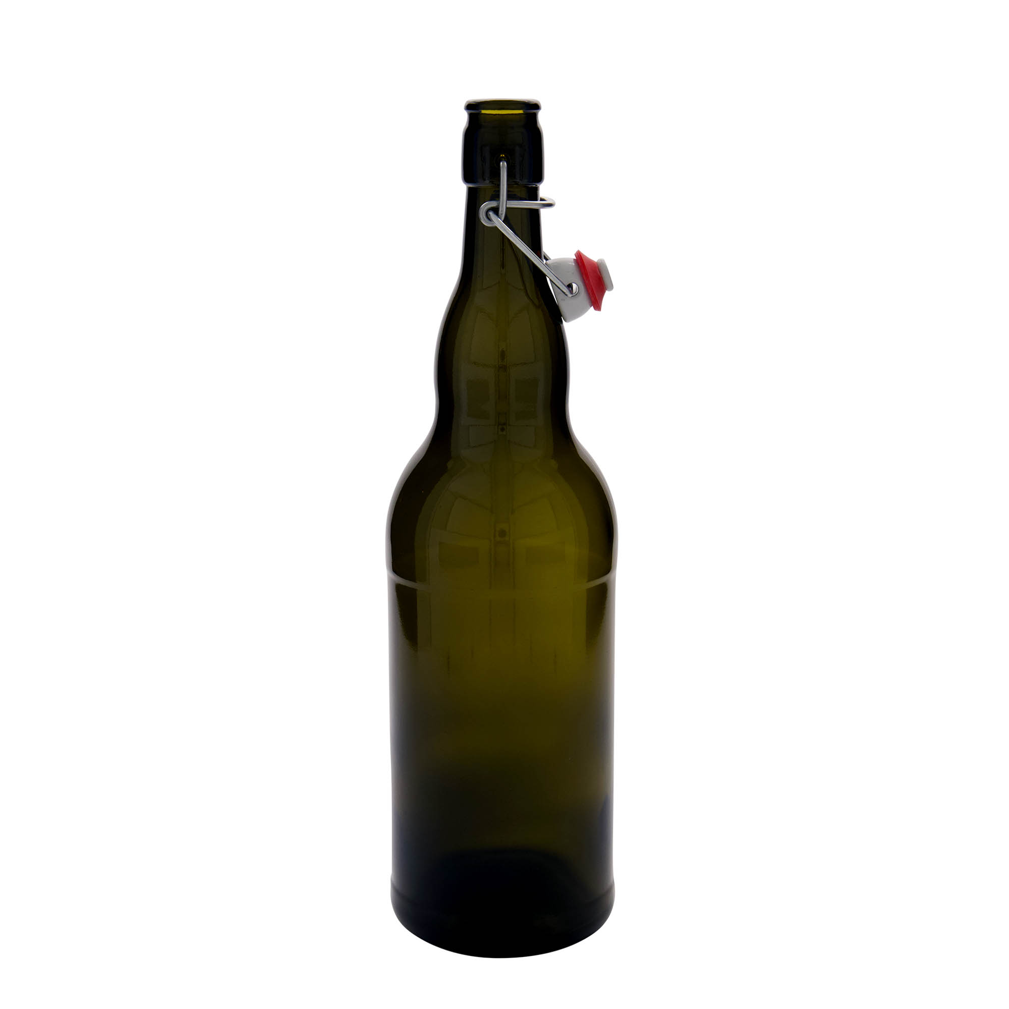 Bierflesje België, 1000 ml, glas, antiekgroen, monding: beugelsluiting Bierflesje België, 1000 ml, glas, antiekgroen, monding: beugelsluiting