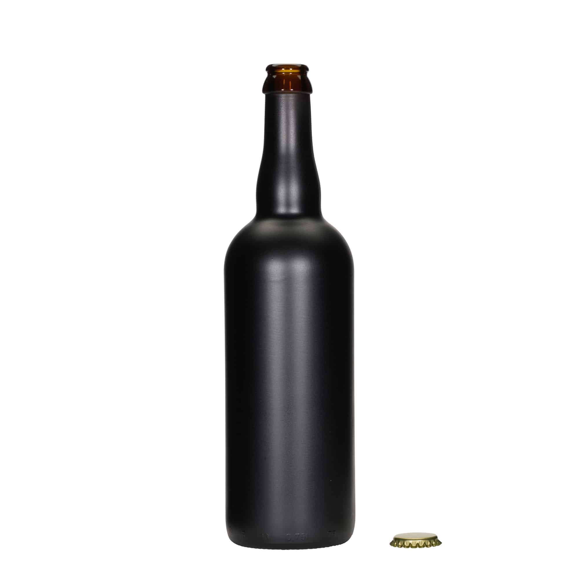 Bouteille de bière de 750 ml Belgique, verre, noir, bouchon : capsule couronne