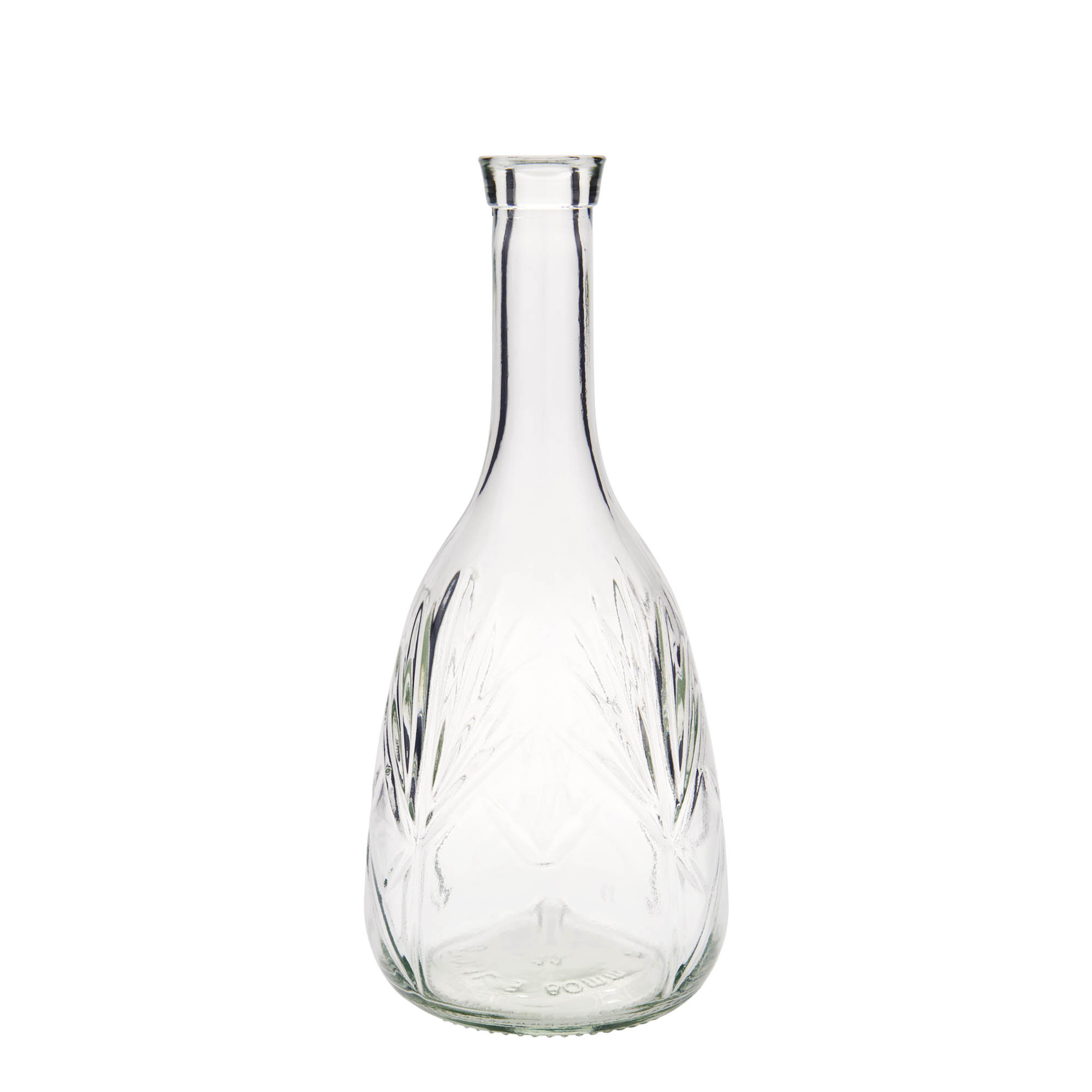 Glazen fles 'Reliefa', 1000 ml, monding: kurk Glazen fles 'Reliefa', 1000 ml, monding: kurk