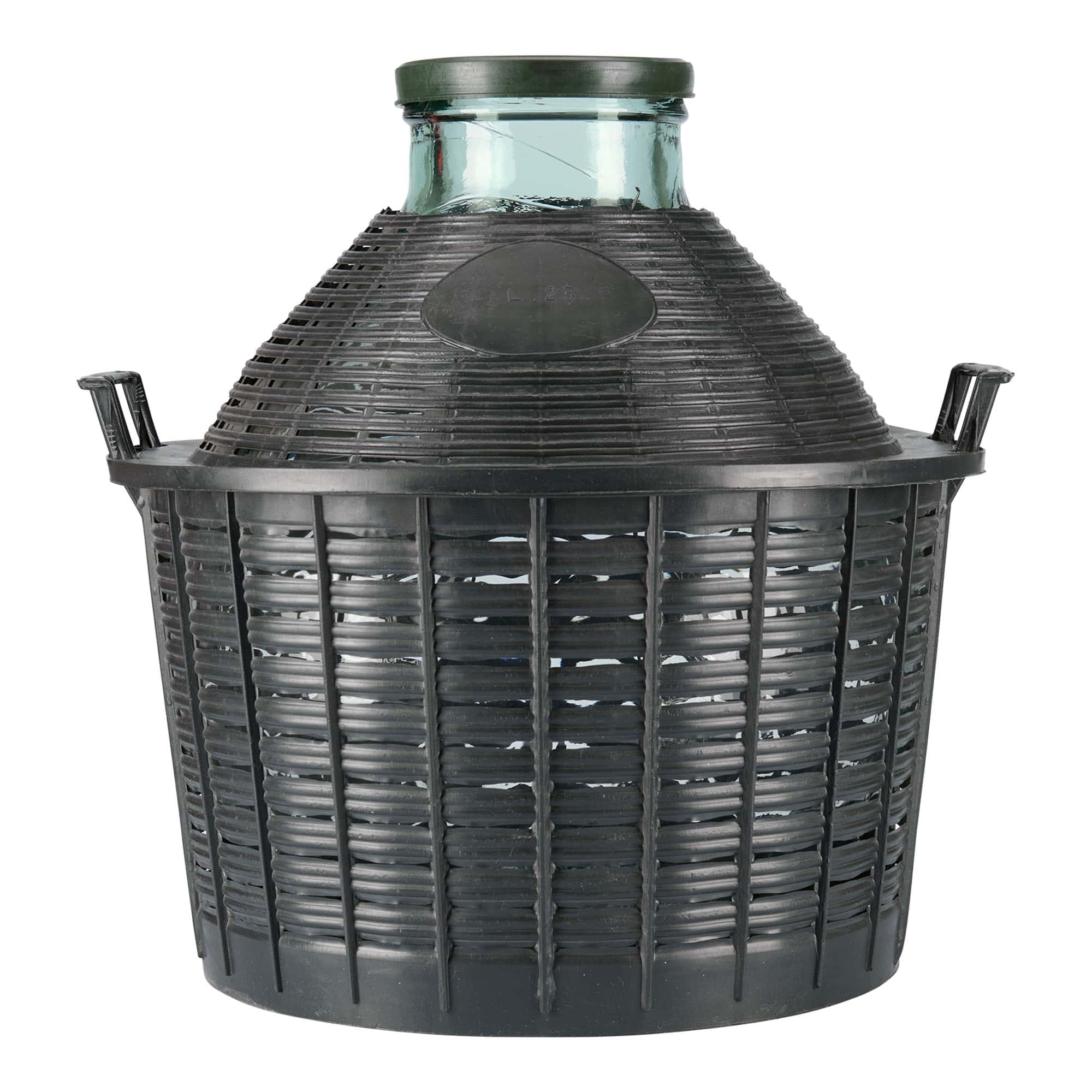 Ballonfles brede hals, 25 l, glas, monding: stulpdeksel