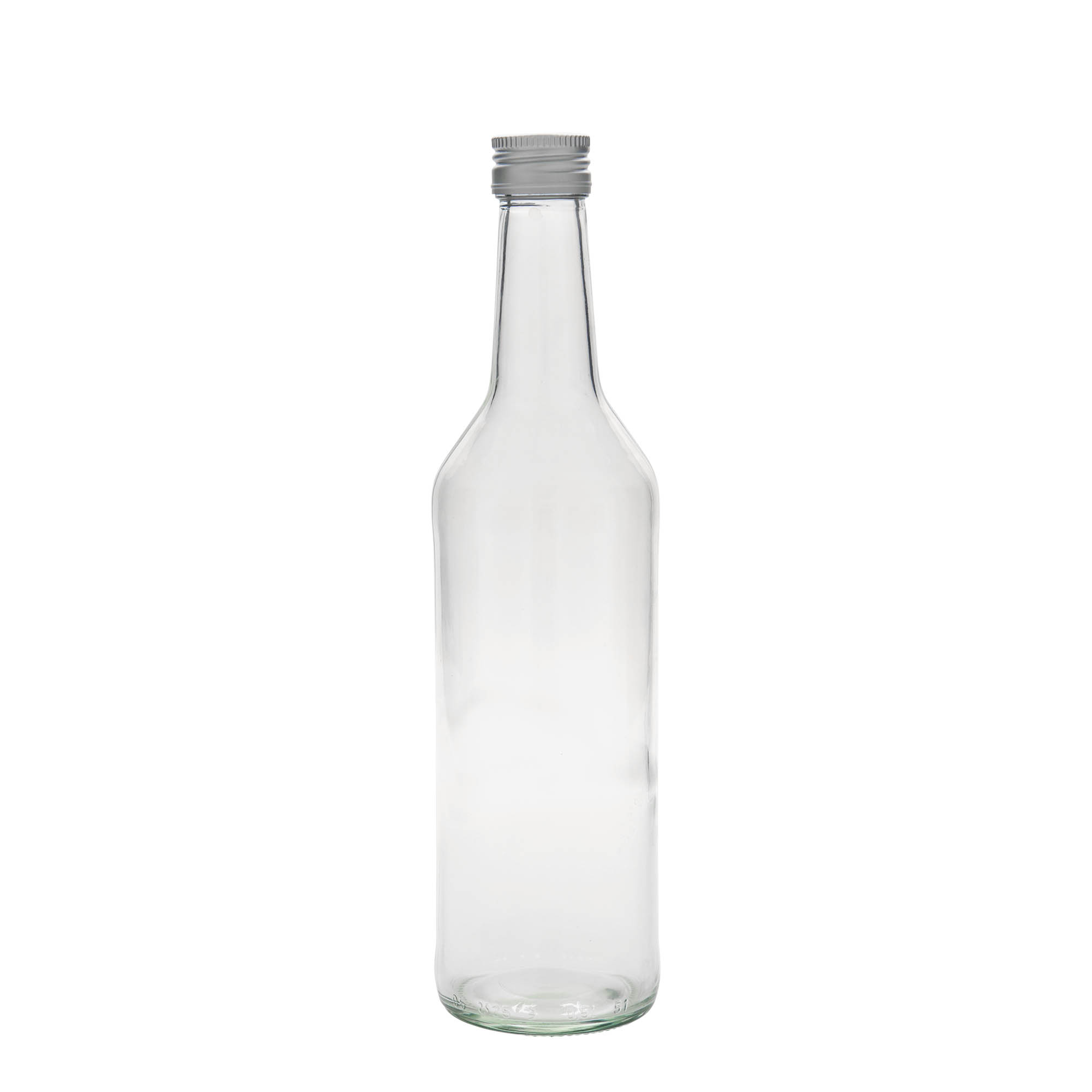Glazen fles met rechte hals, 500 ml, monding: PP 28