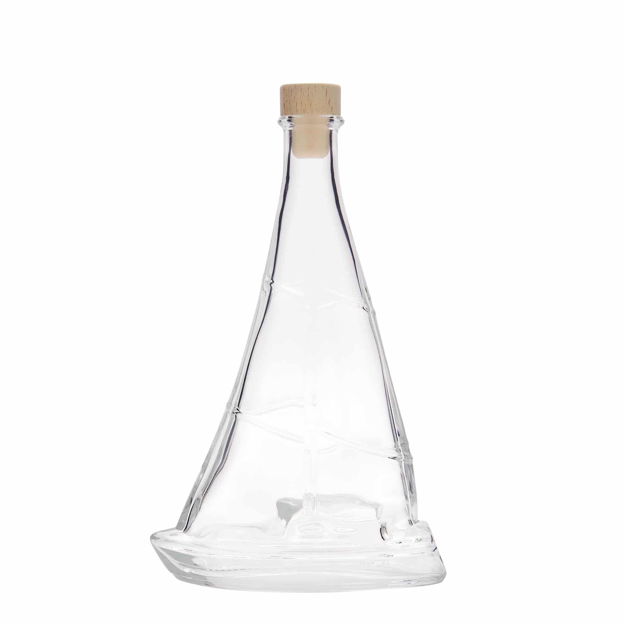 Glazen fles 'Zeilboot', 350 ml, monding: kurk
