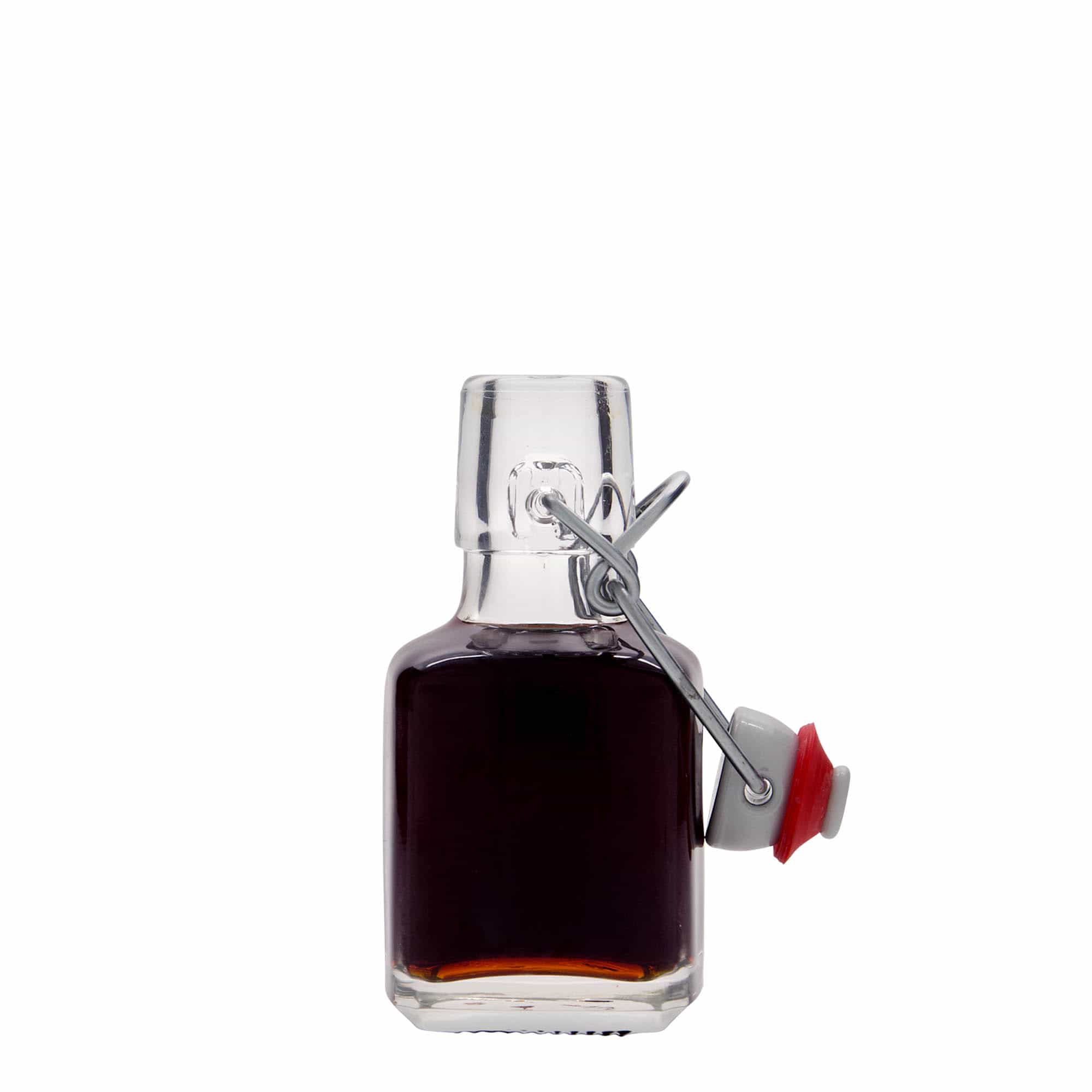 Bouteille en verre 100 ml 'Kubica', carrée, bouchage: bouchon mécanique Bouteille en verre 100 ml 'Kubica', carrée, bouchage: bouchon mécanique