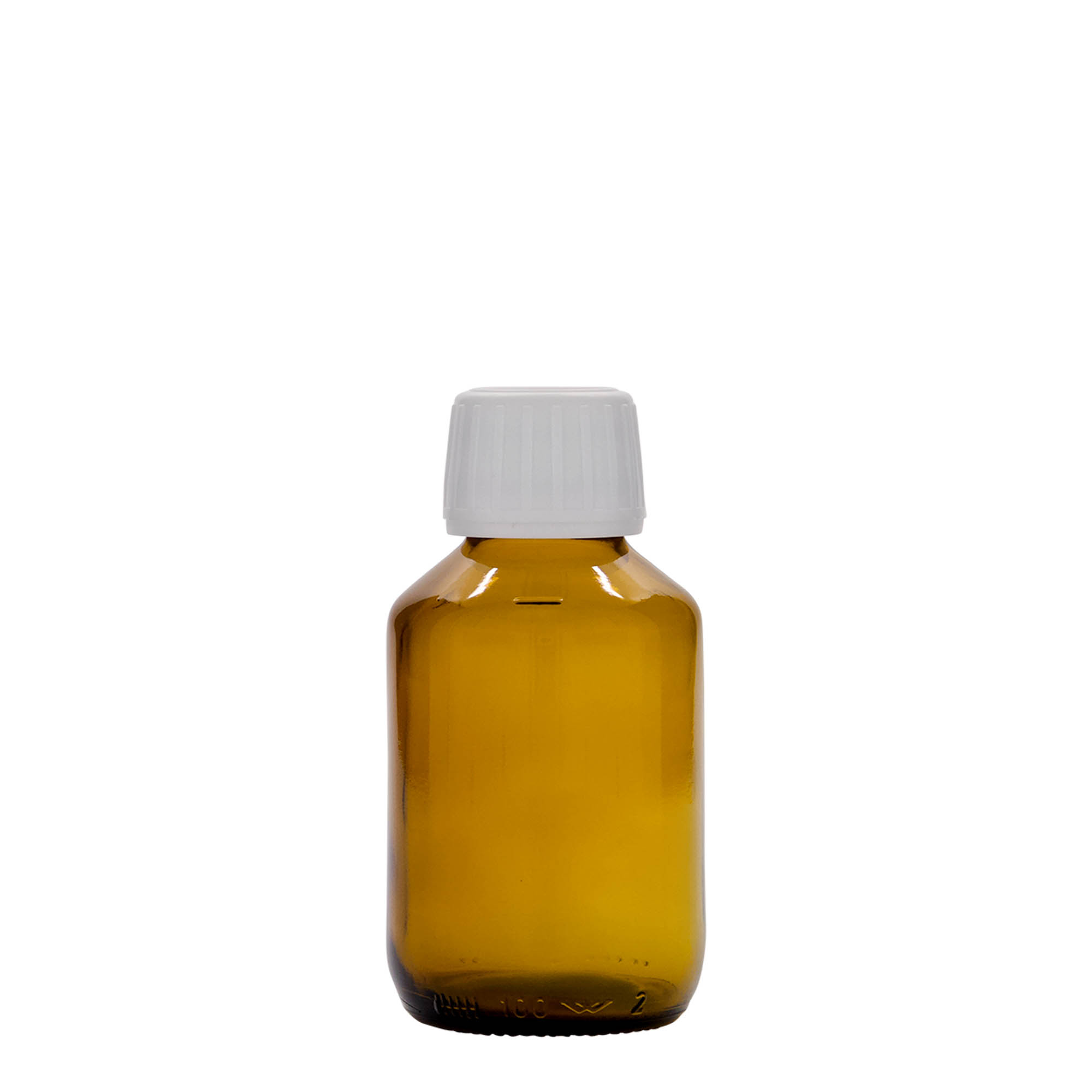 Medicijnfles, 100 ml, bruin, glas, monding: PP 28 Medicijnfles, 100 ml, bruin, glas, monding: PP 28