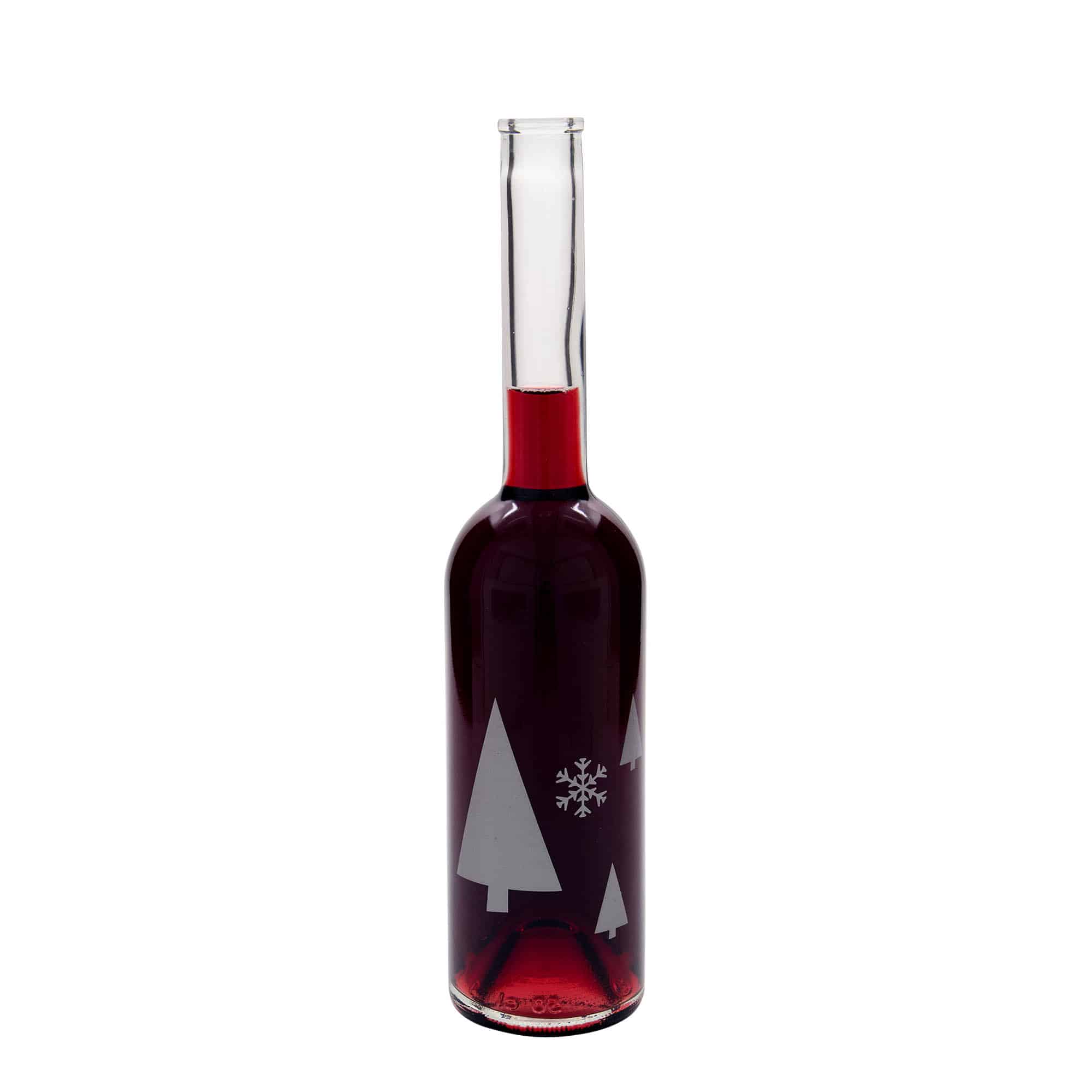 Glazen fles 'Opera', 500 ml, motief: Sneeuwvlokken, monding: kurk